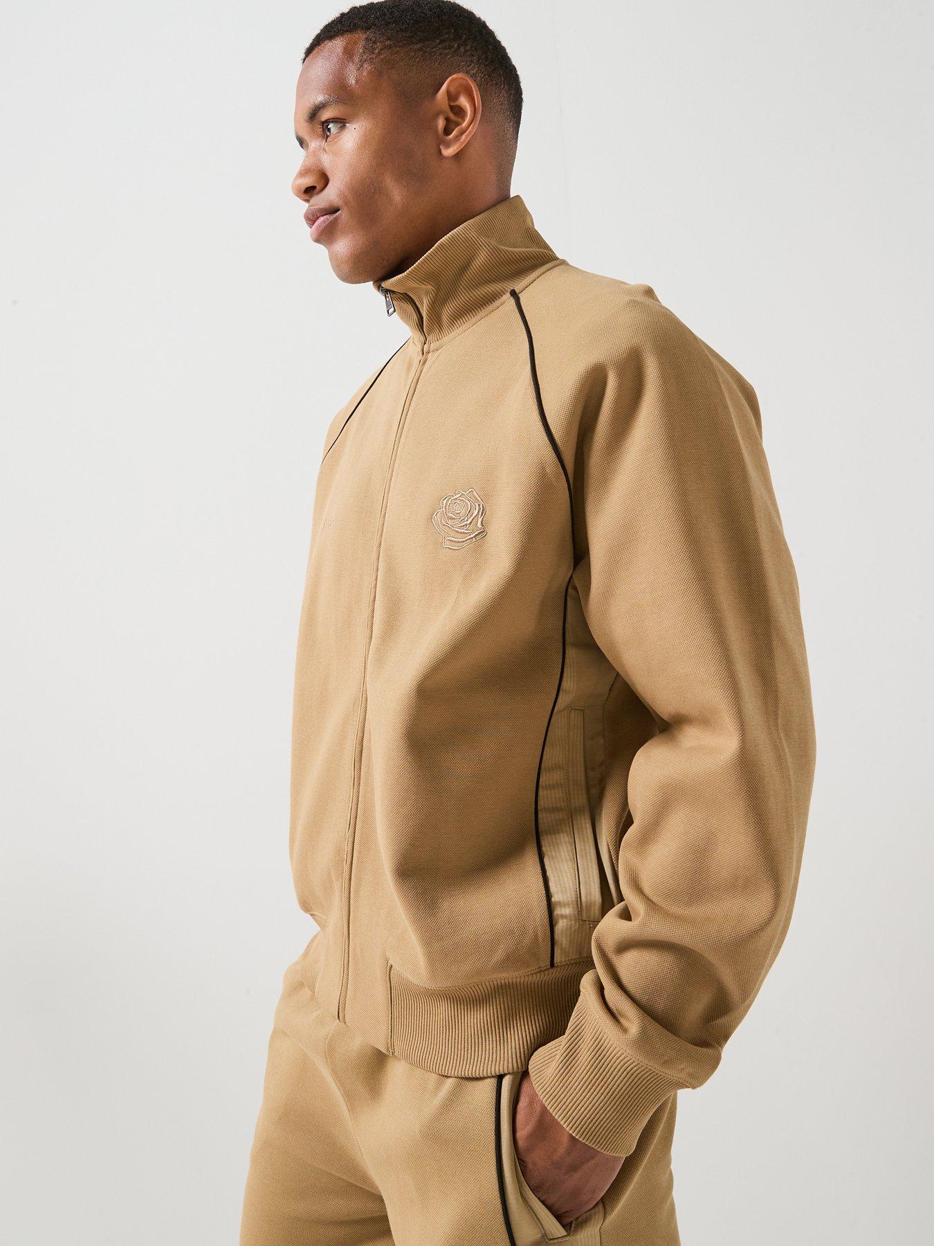 HUGO Hugo Dislan Rose Logo Oversized Track Top - Beige