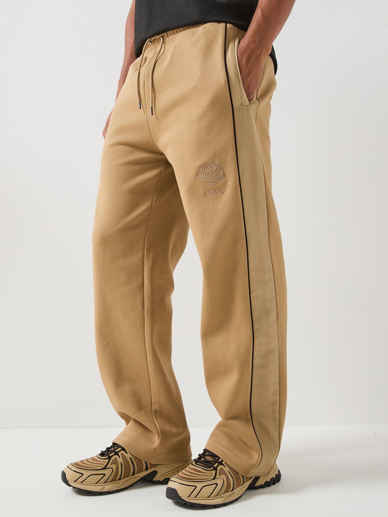 Image 1 of 6 of HUGO Dislano Rose Logo Open Cuff Joggers - Beige