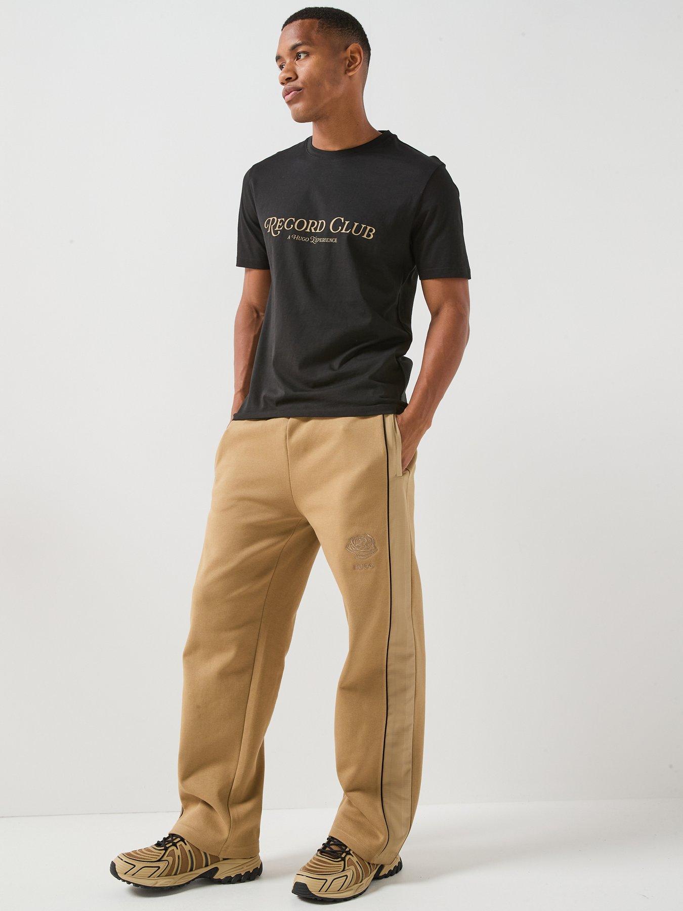 Image 3 of 6 of HUGO Dislano Rose Logo Open Cuff Joggers - Beige
