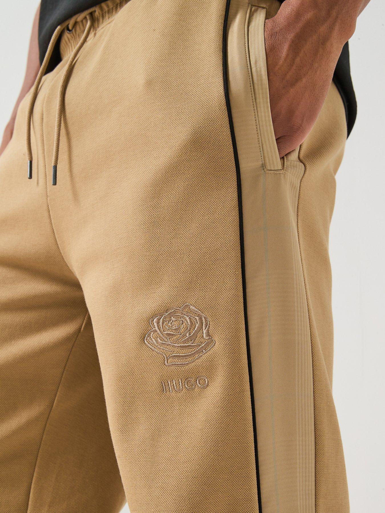 Image 4 of 6 of HUGO Dislano Rose Logo Open Cuff Joggers - Beige