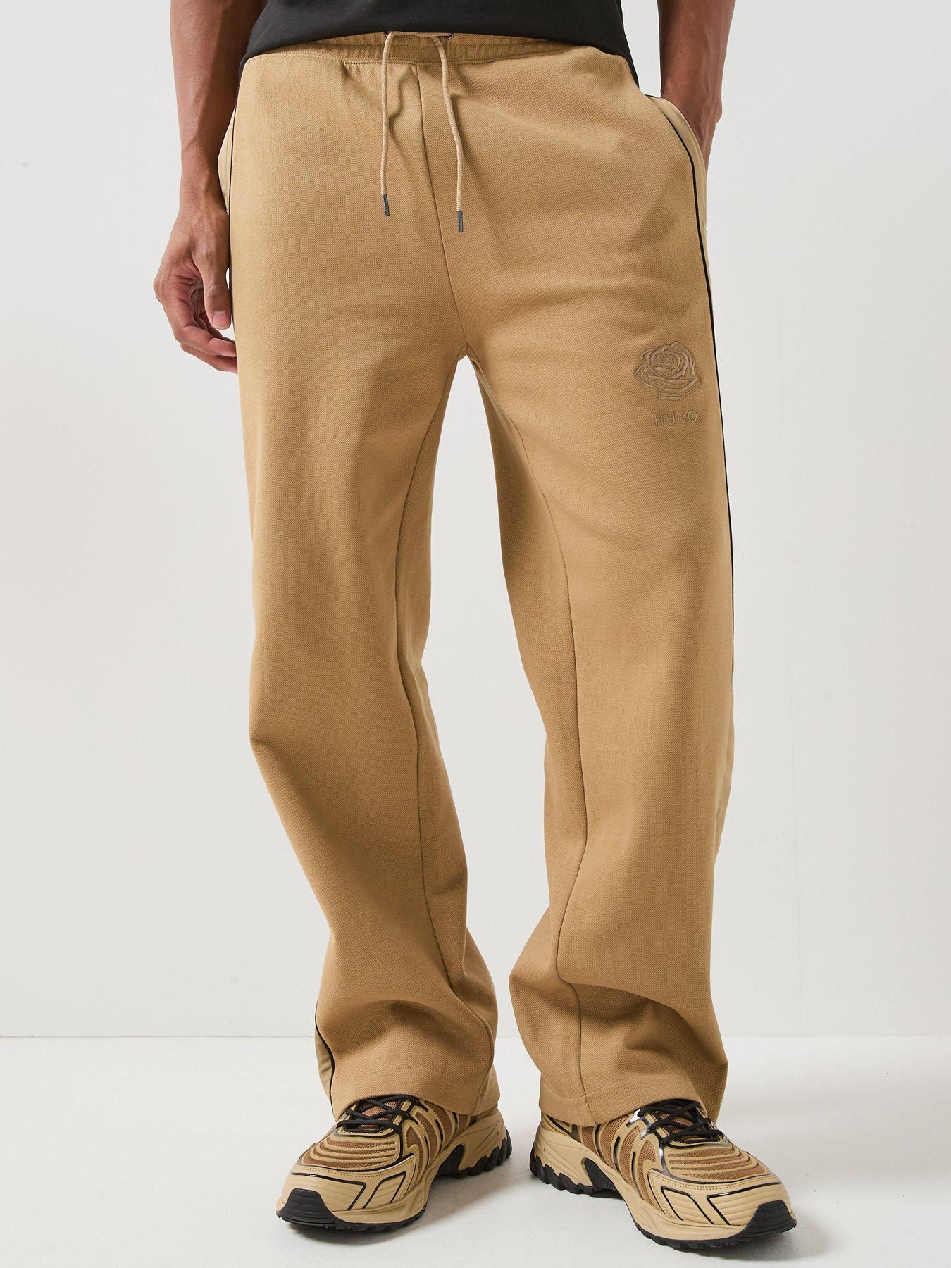 Image 5 of 6 of HUGO Dislano Rose Logo Open Cuff Joggers - Beige