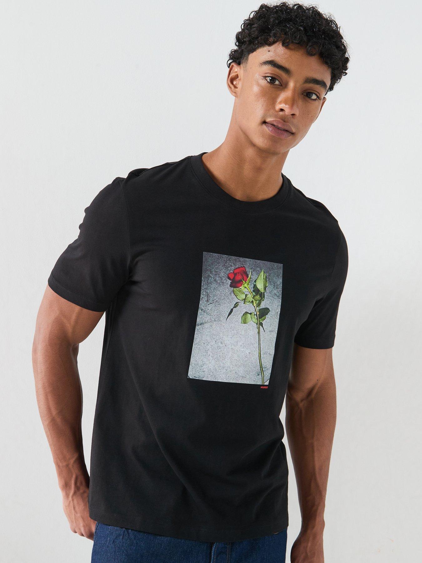 Image 1 of 5 of HUGO Durose Rose Graphic T-Shirt - Black