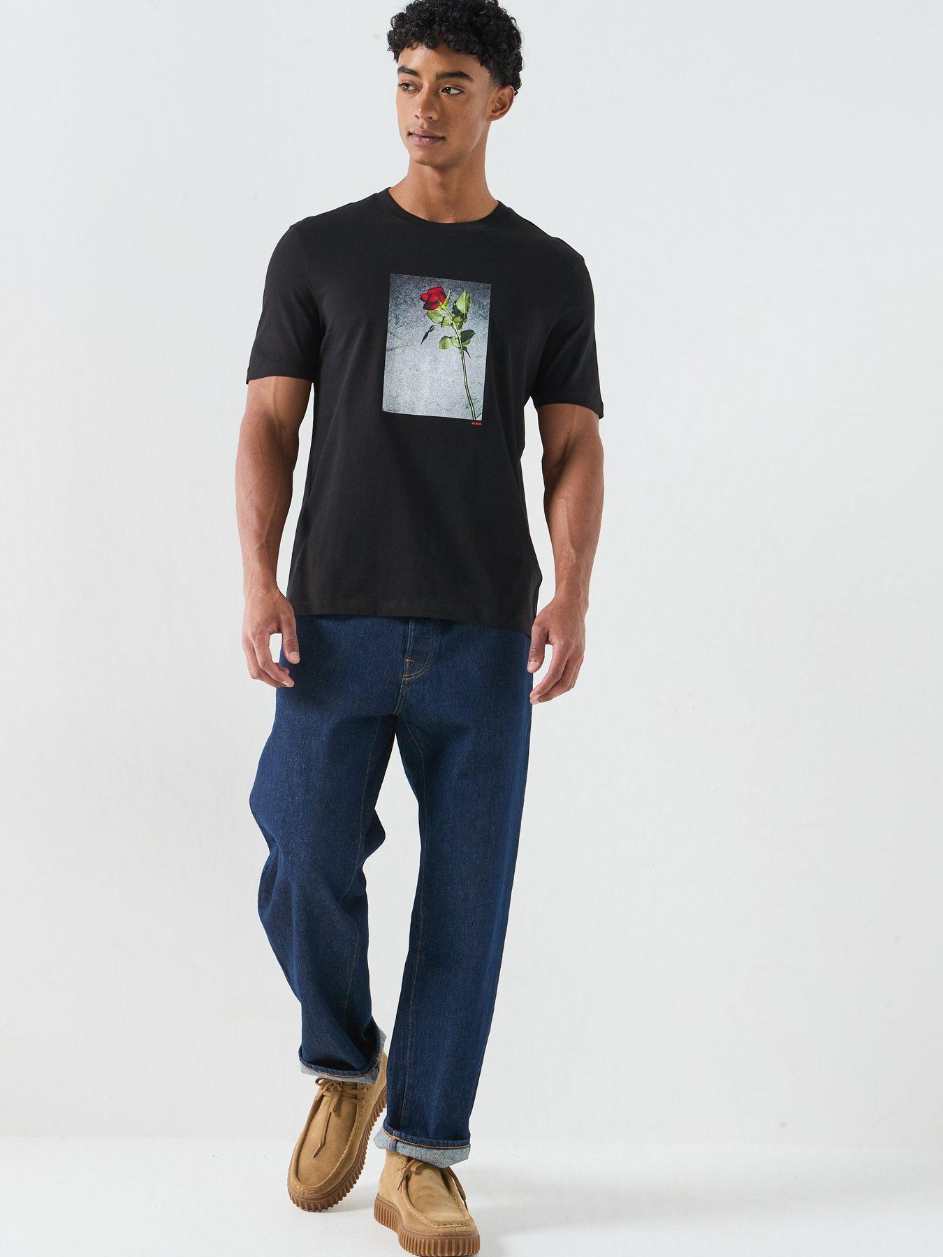 Image 3 of 5 of HUGO Durose Rose Graphic T-Shirt - Black