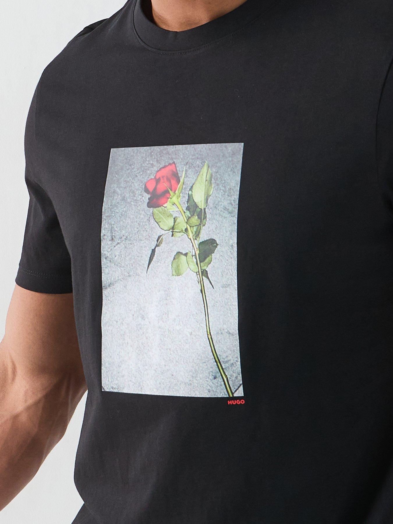 Image 4 of 5 of HUGO Durose Rose Graphic T-Shirt - Black