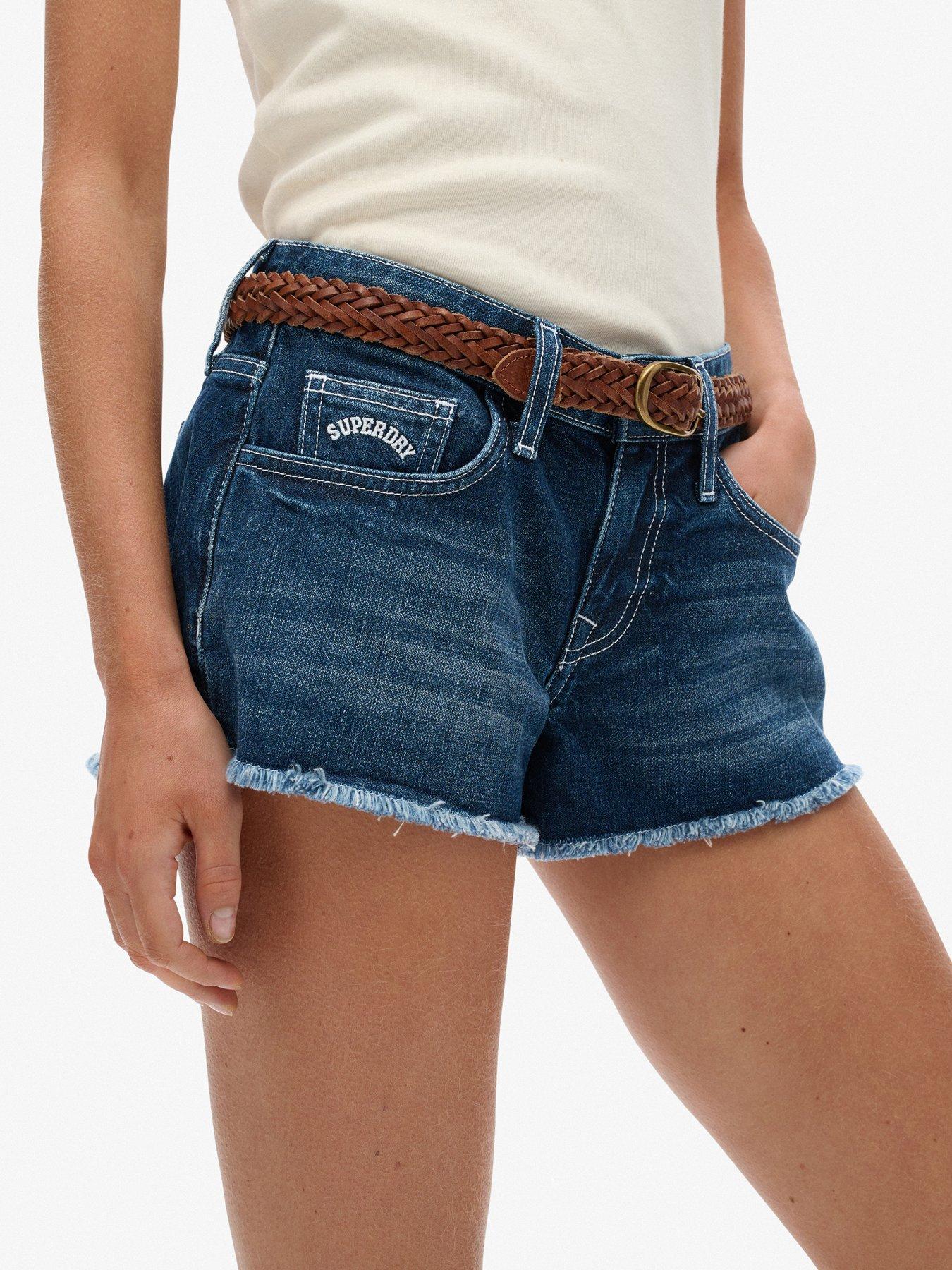 Image 4 of 7 of Superdry Low Rise Denim Hot Shorts - Navy