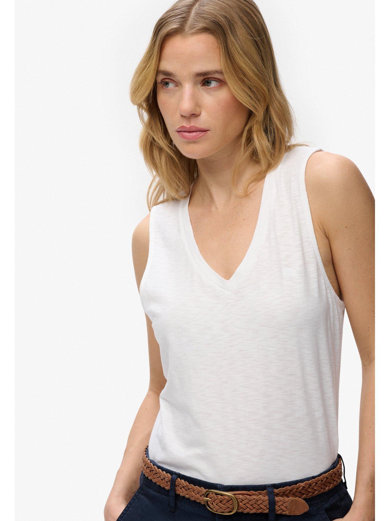 Image 5 of 6 of Superdry Studios Vee Neck Vest - White