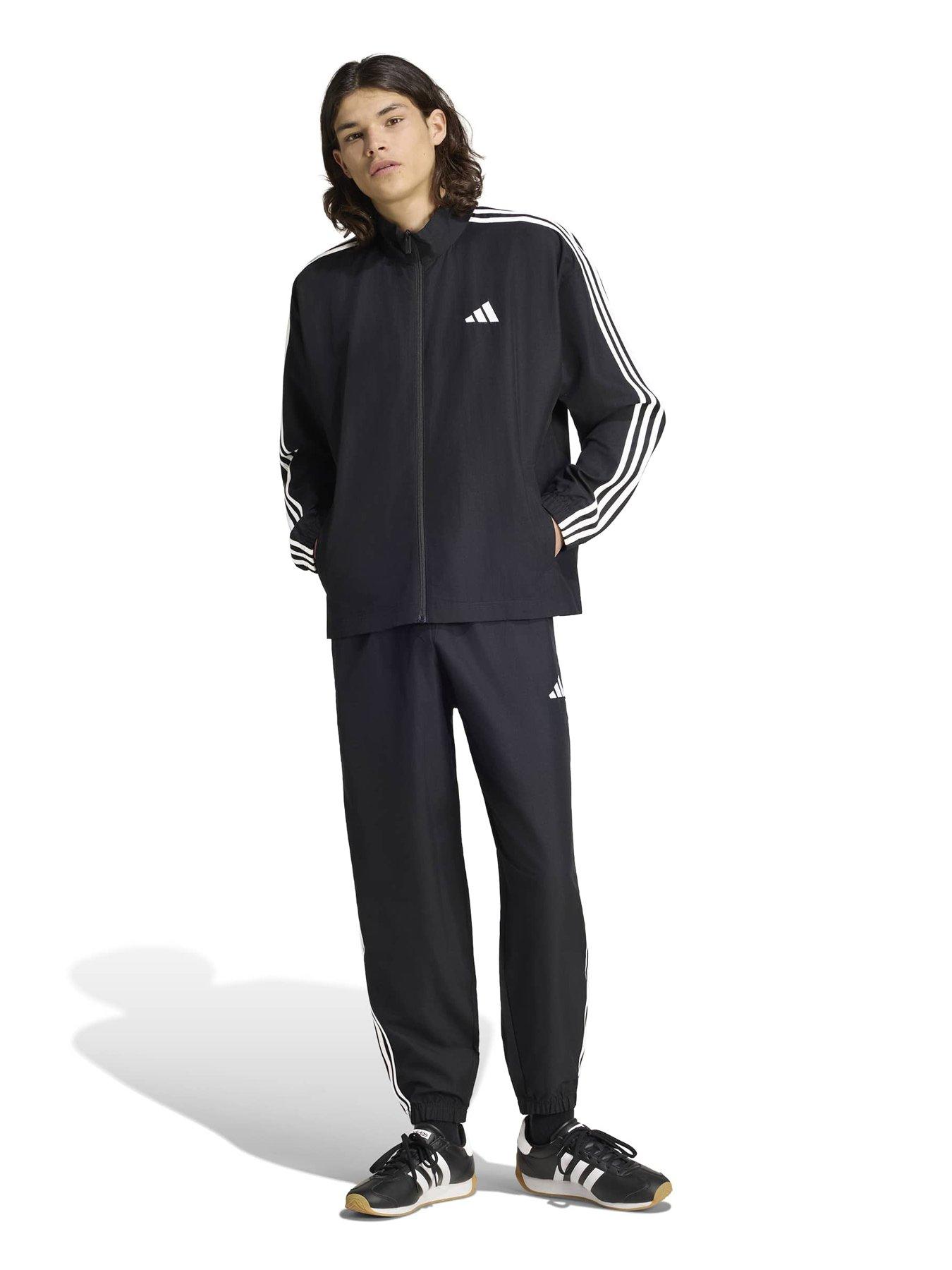 adidas Sportswear Men's 3-Stripes Fleece Tracksuit Set - Black