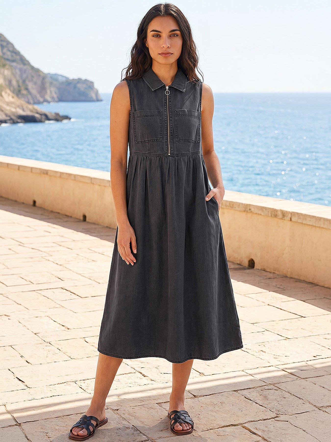 Image 1 of 4 of Roman Collared Zip Front Midi Dress