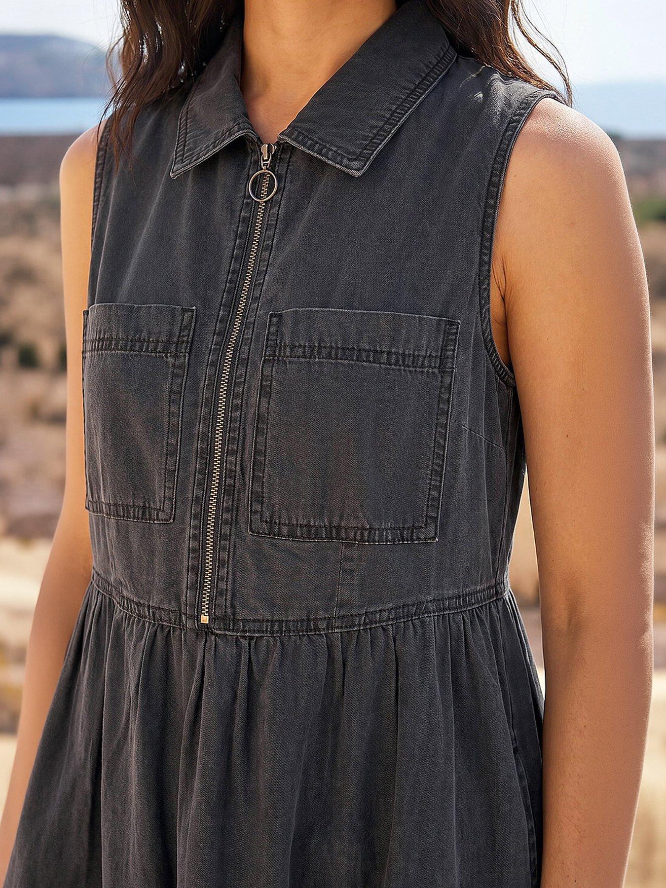 Image 2 of 4 of Roman Collared Zip Front Midi Dress