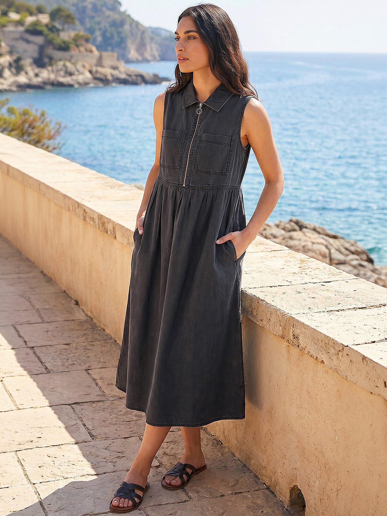 Image 4 of 4 of Roman Collared Zip Front Midi Dress
