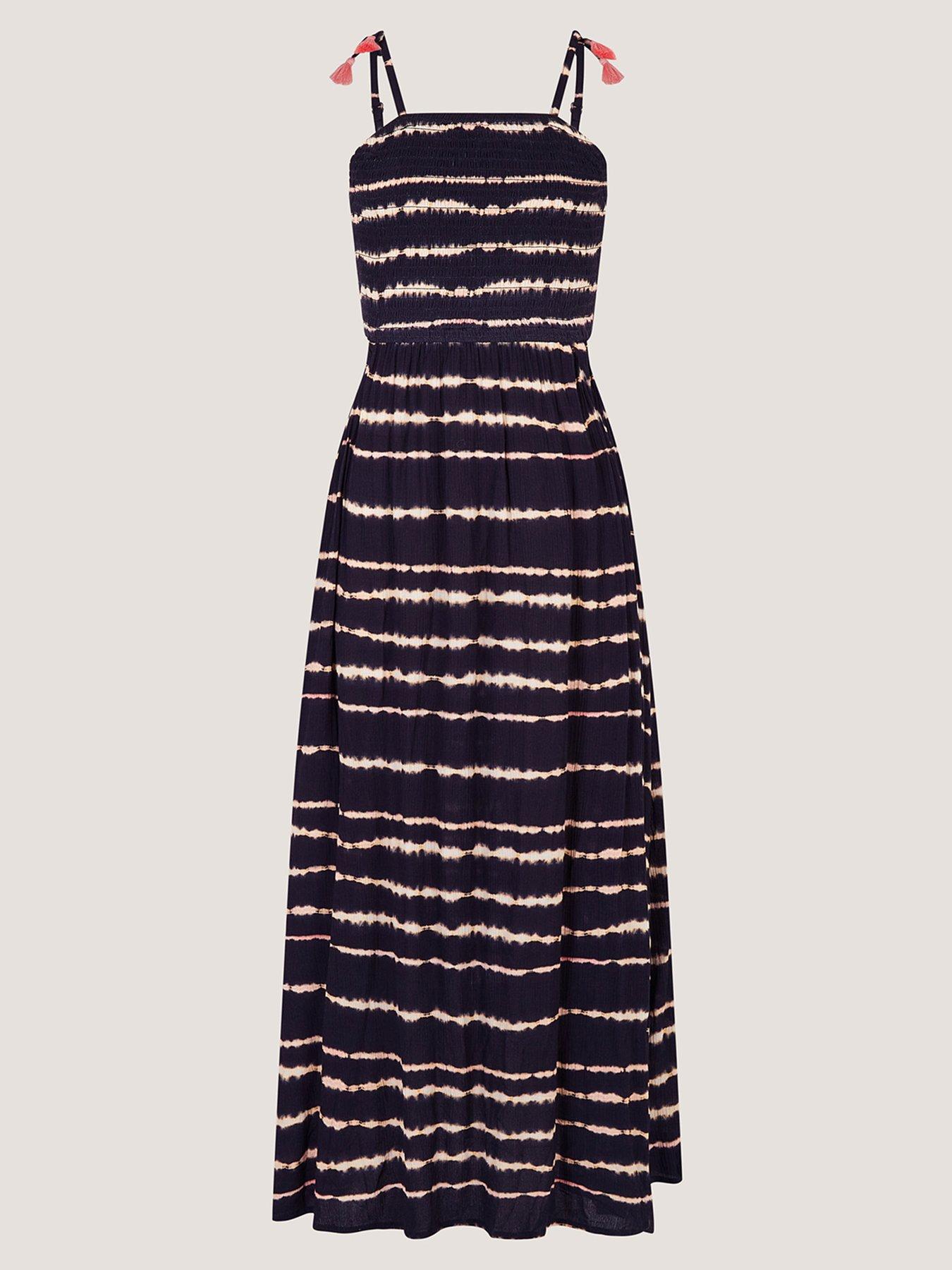 Monsoon Girls Tie Dye Maxi Dress, Black, Size 13-14 Years