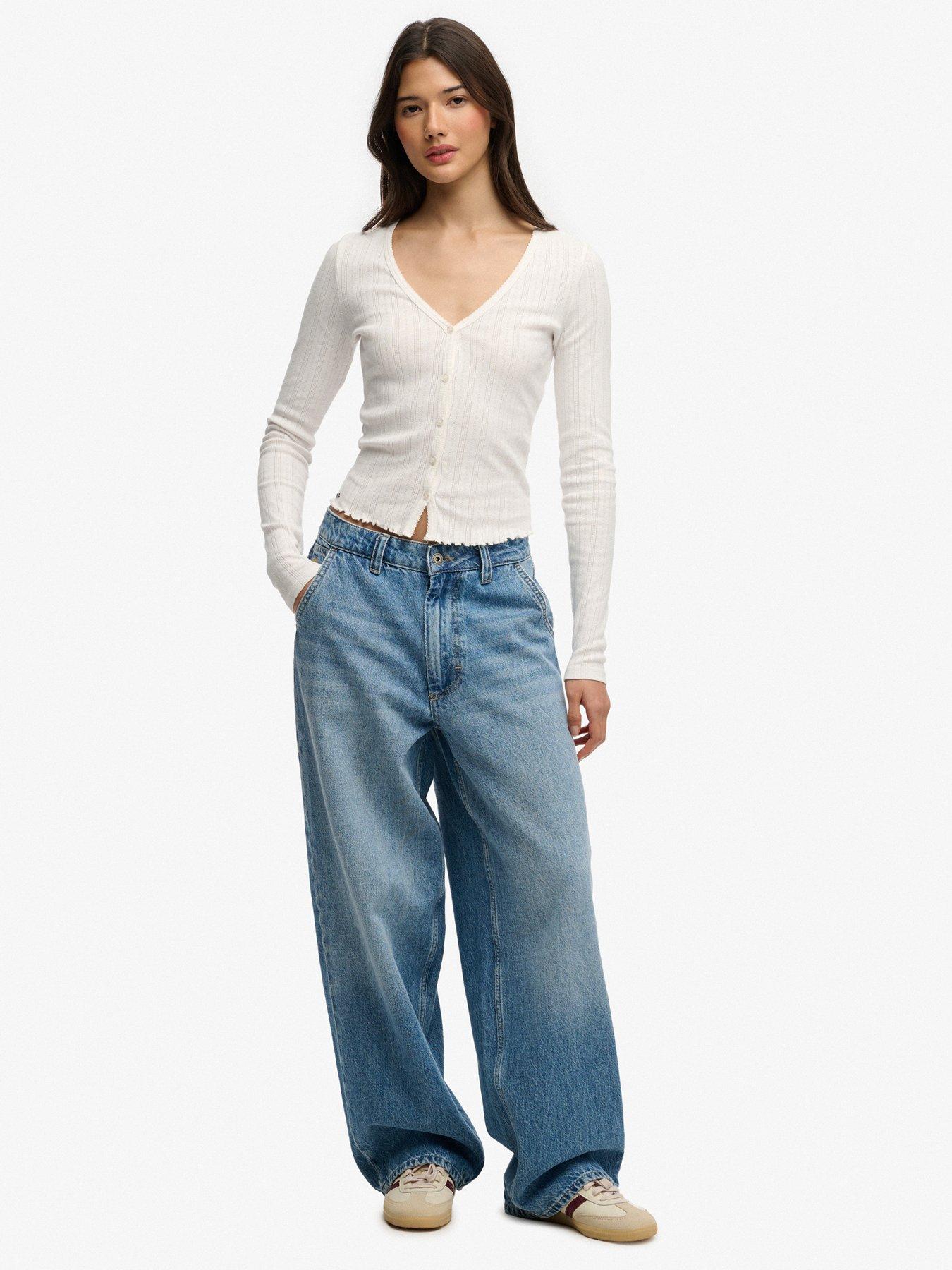 Image 3 of 6 of Superdry Athletic Essentials Pointelle Cardigan- Cream