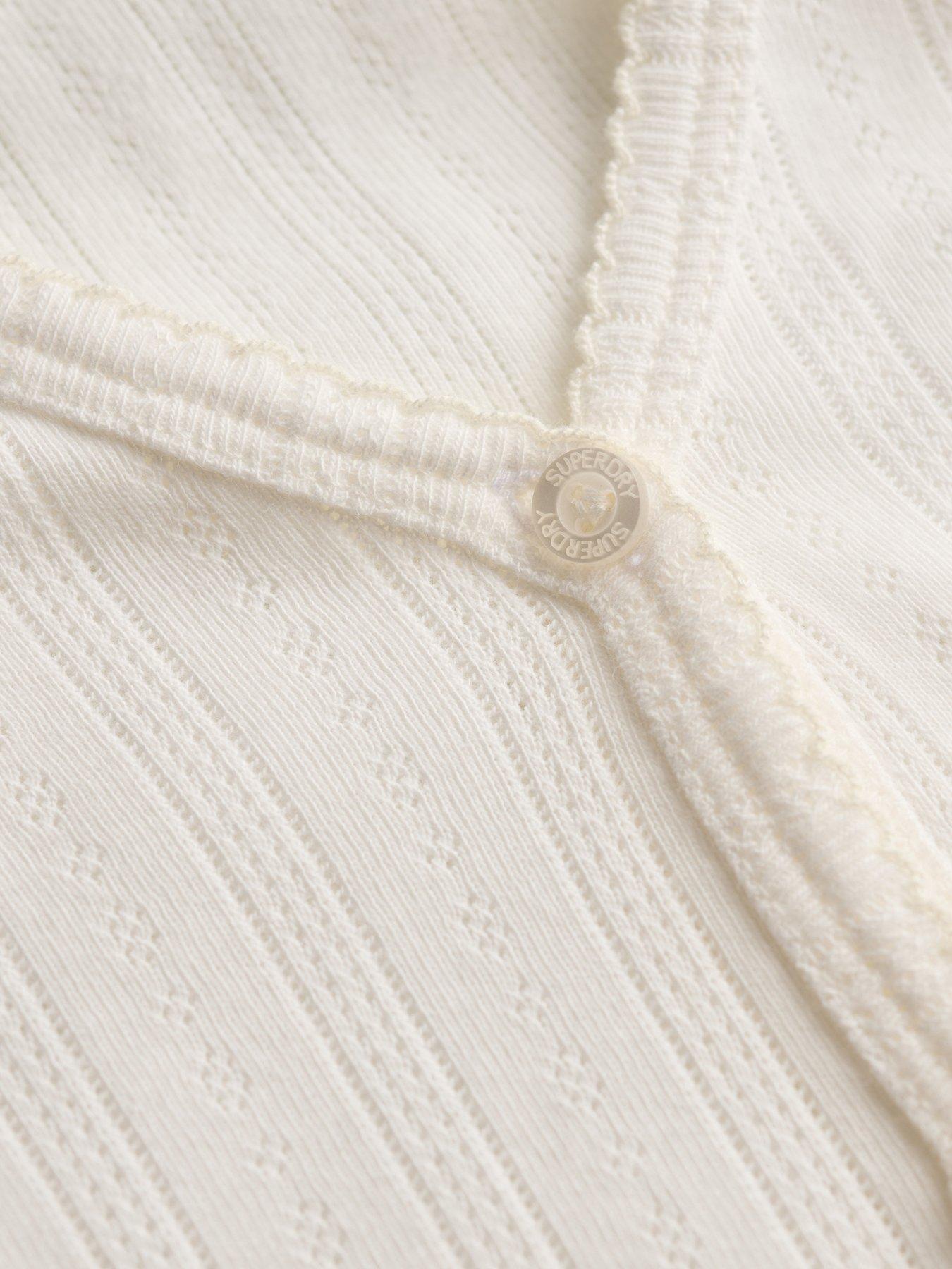 Image 6 of 6 of Superdry Athletic Essentials Pointelle Cardigan- Cream