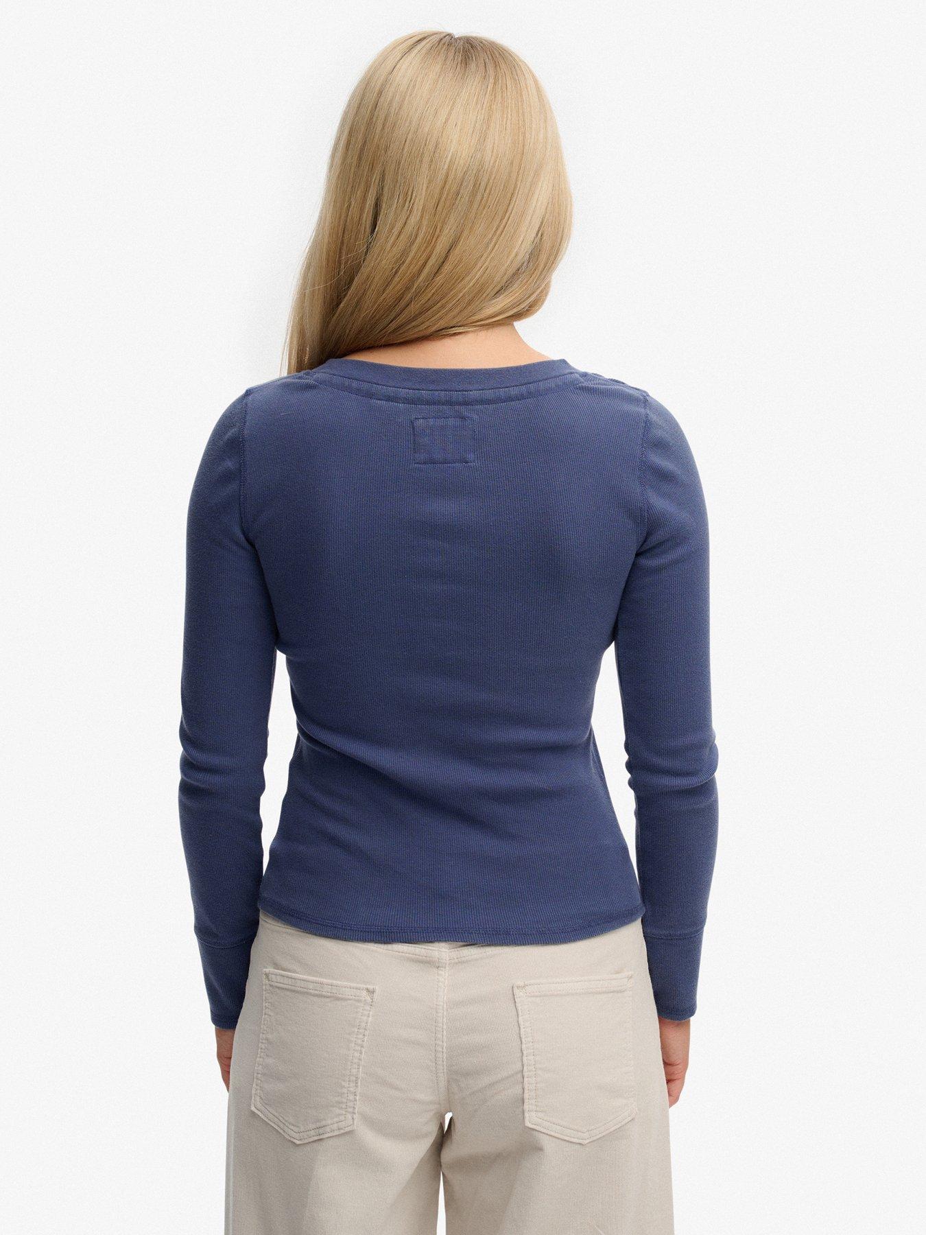 Image 2 of 6 of Superdry Athletic Button Down Long Sleeve Top - Navy
