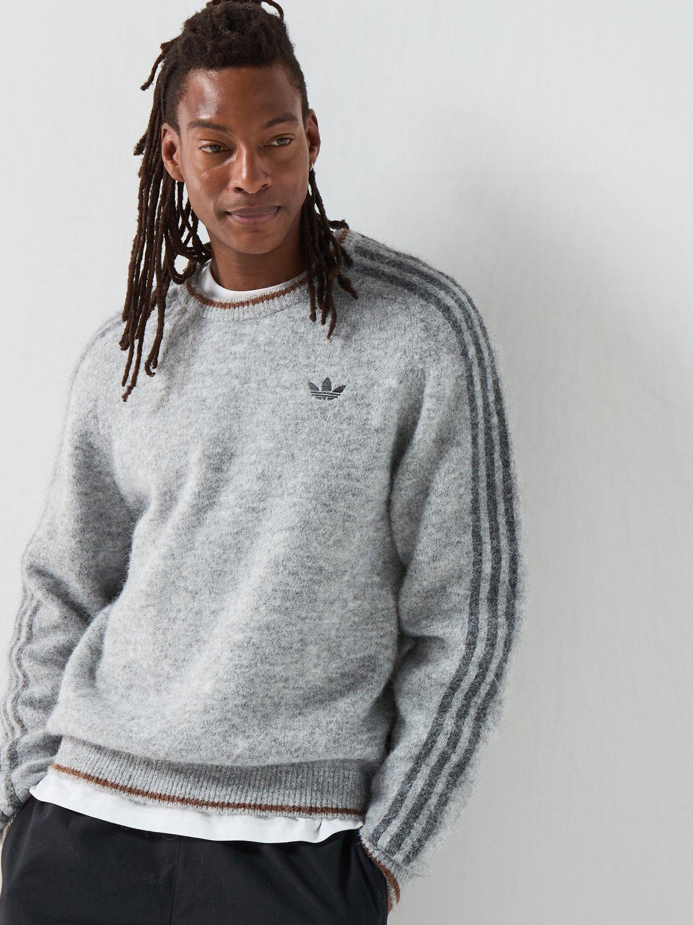 Image 6 of 6 of adidas Originals Mens Fluffy Knit Crew - Grey