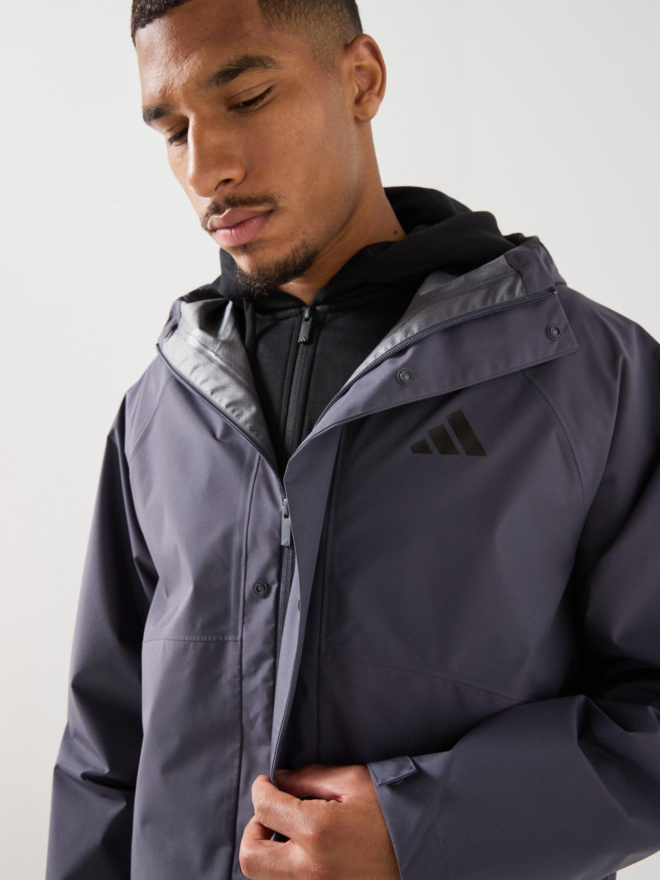 Image 4 of 6 of adidas Sportswear Mens Essentials Rain Jacket - Grey