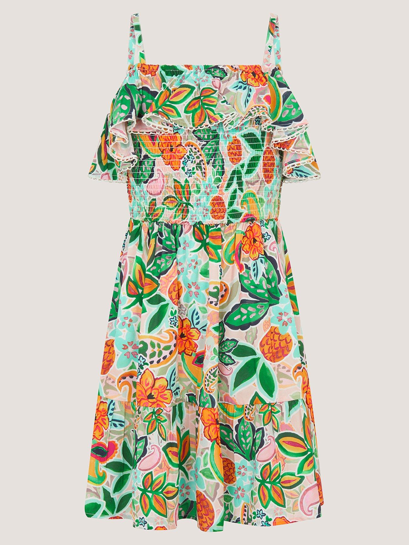 Monsoon Girls Tropical & Dress, Multi, Size 15 Years