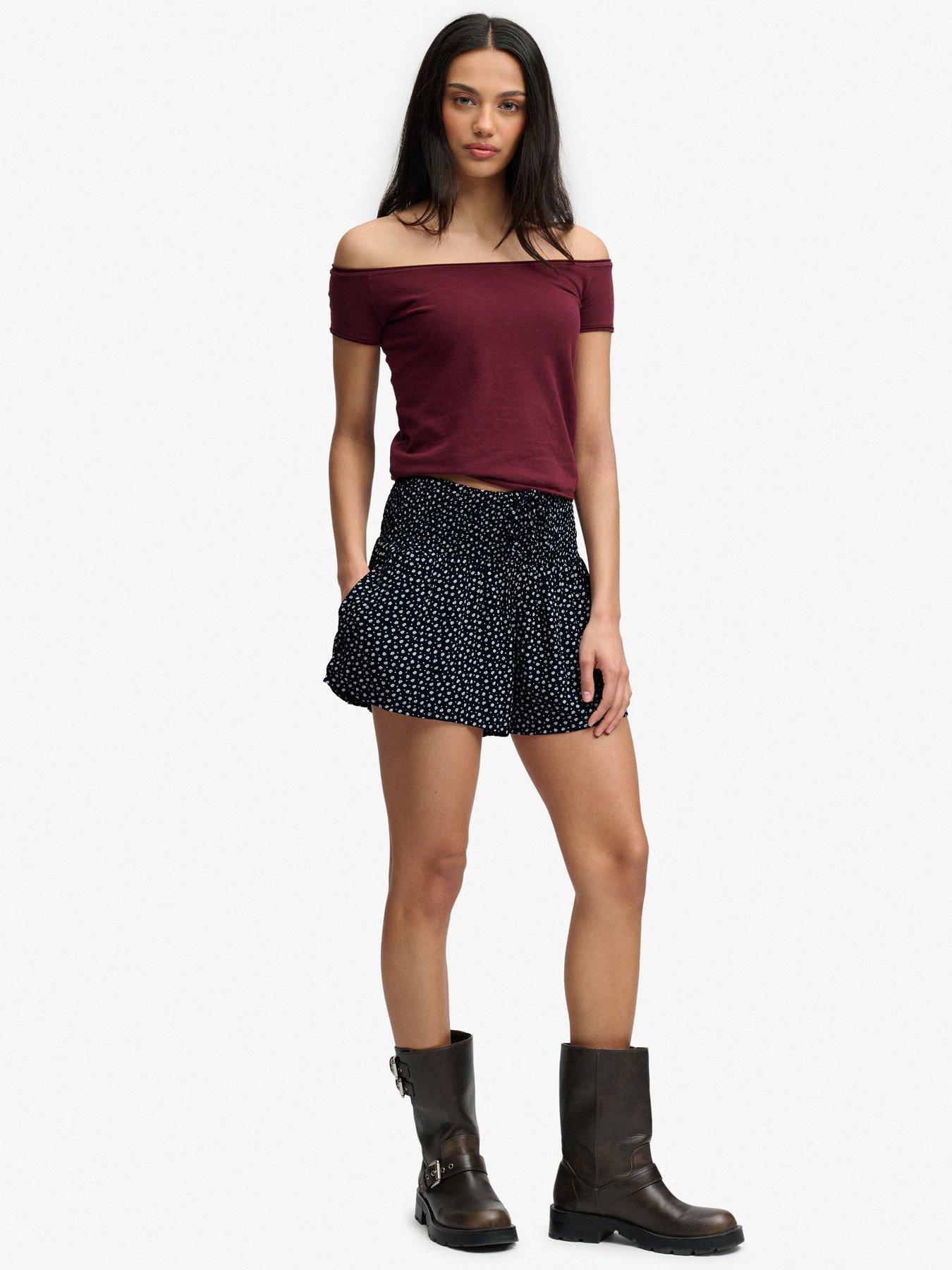 Image 4 of 7 of Superdry Printed Mini Smocked Shorts