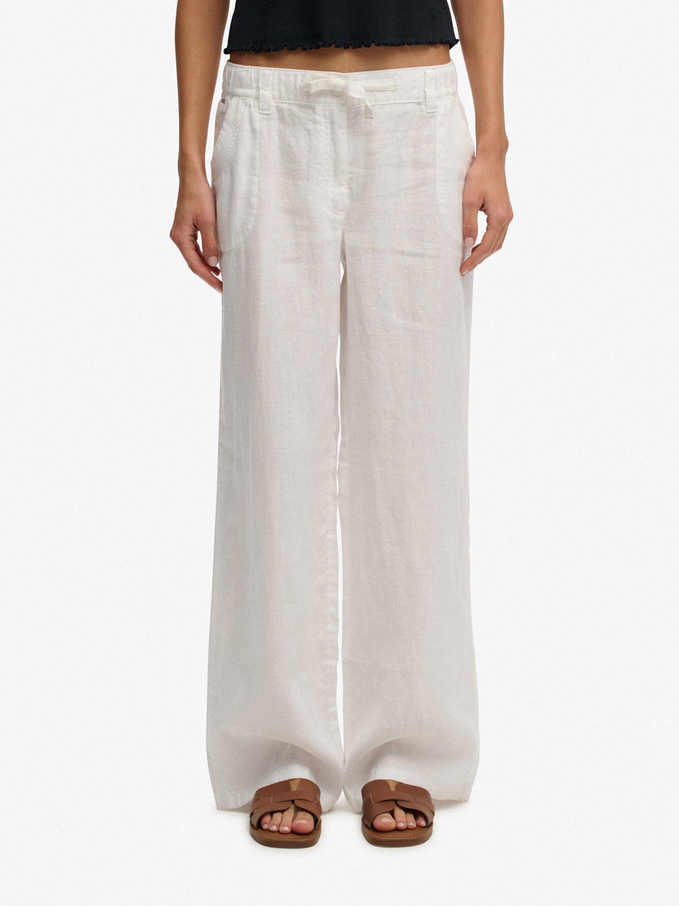 Superdry Linen Low Rise Pants - Beige