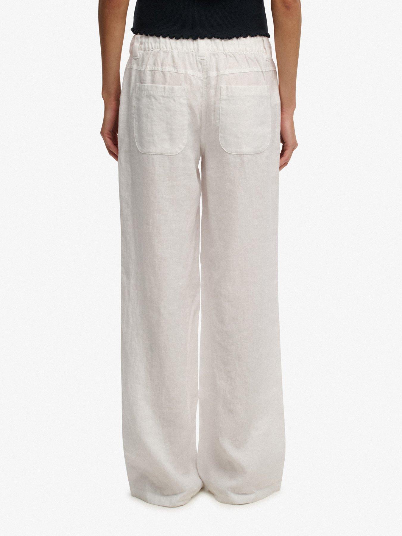 Image 2 of 7 of Superdry Linen Low Rise Pants - Beige