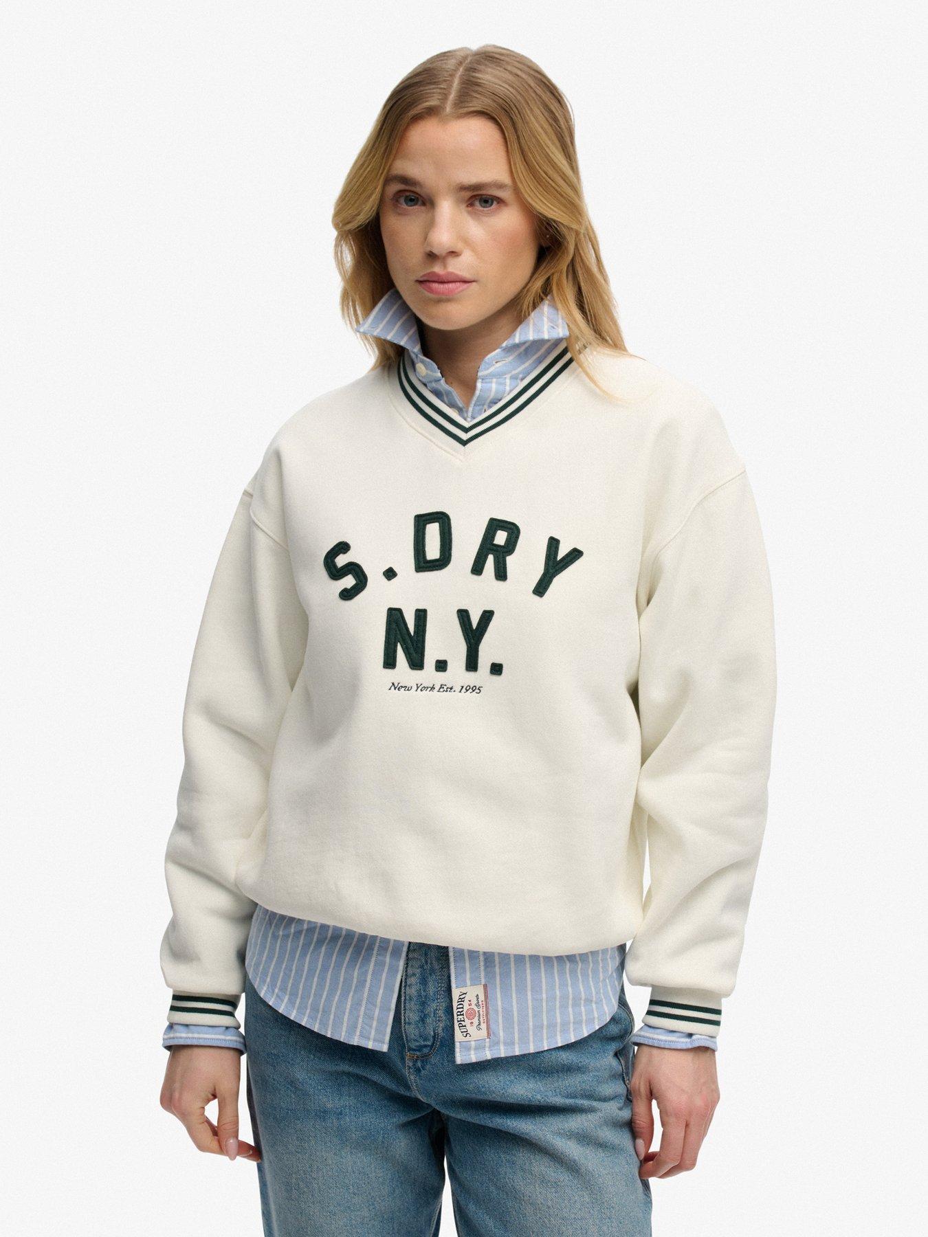 Superdry Country Club Applique V Sweatshirt - Cream