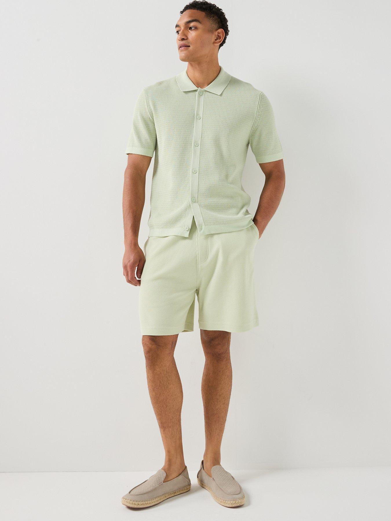 Image 3 of 6 of BOSS Se_Urban Waffle Shorts - Light Green