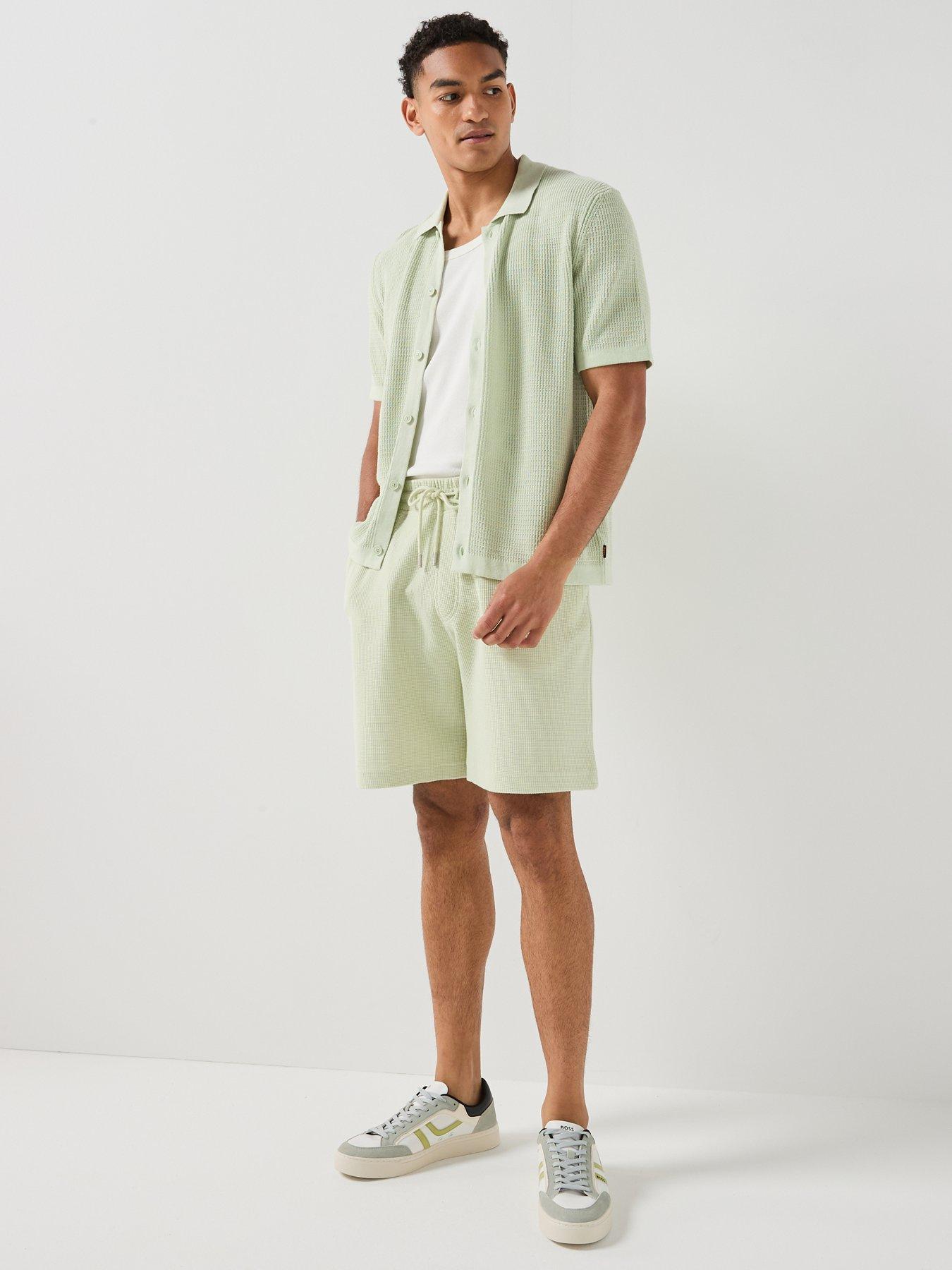 Image 4 of 6 of BOSS Se_Urban Waffle Shorts - Light Green