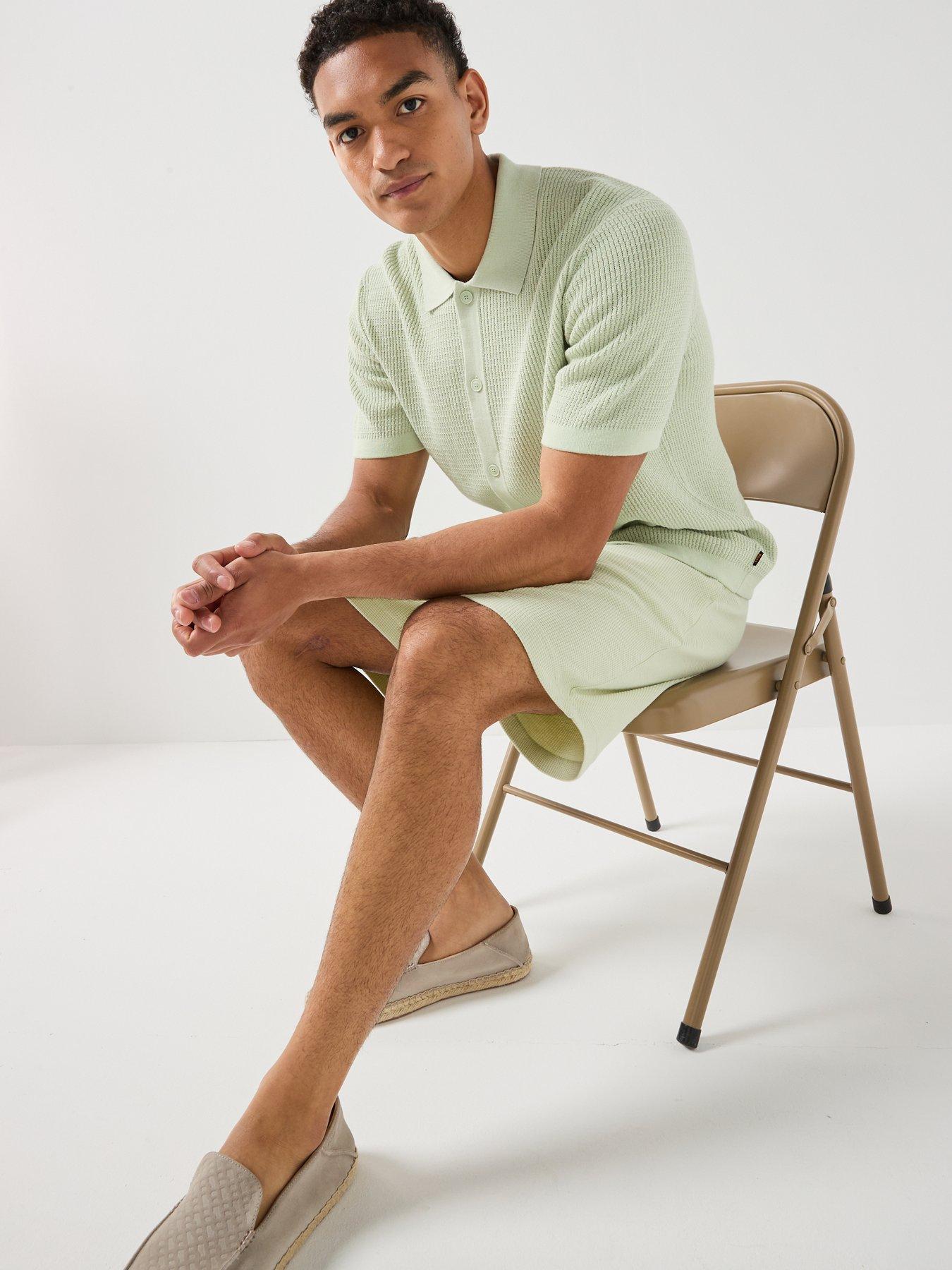 Image 5 of 6 of BOSS Se_Urban Waffle Shorts - Light Green