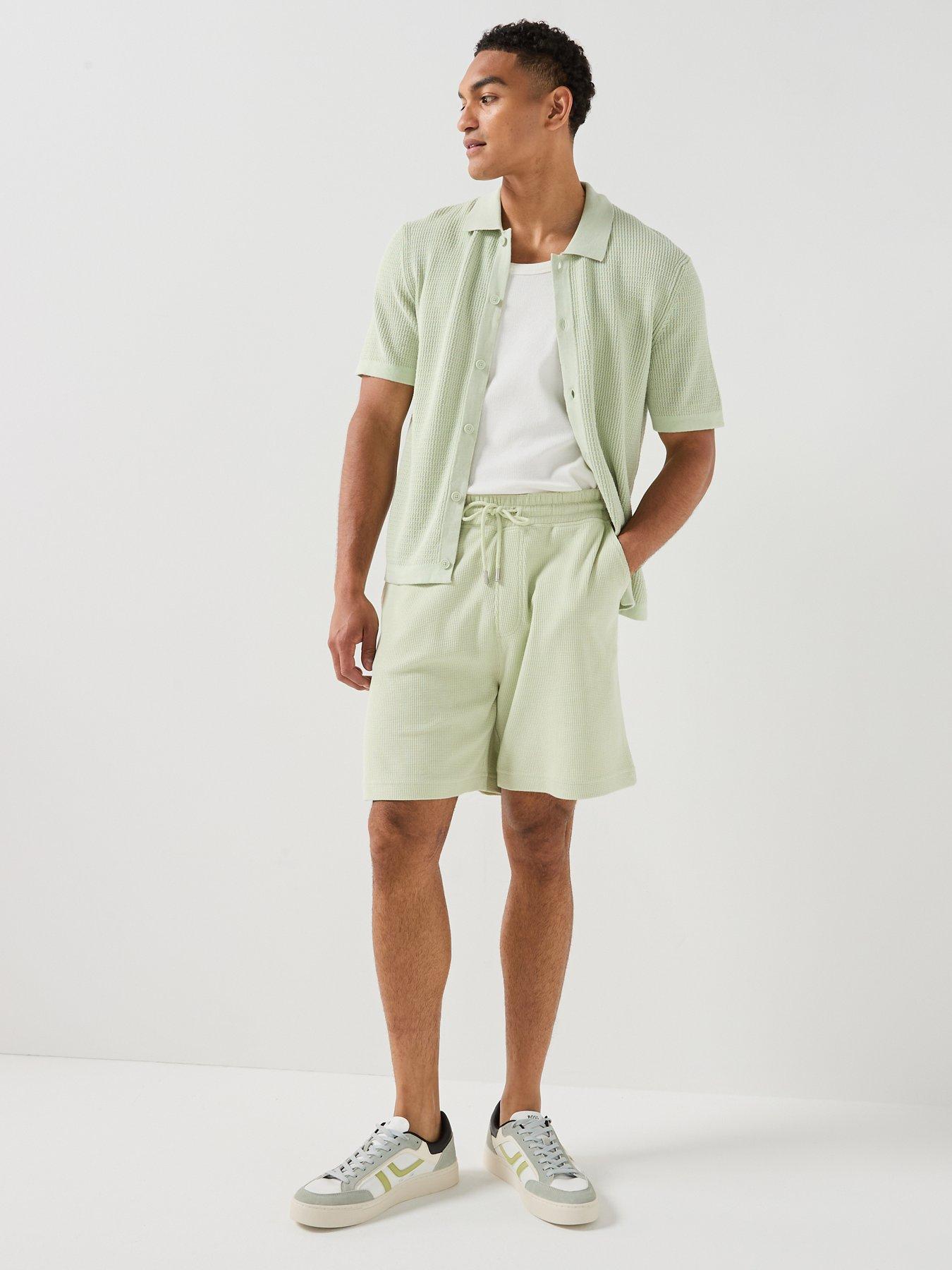 Image 6 of 6 of BOSS Se_Urban Waffle Shorts - Light Green