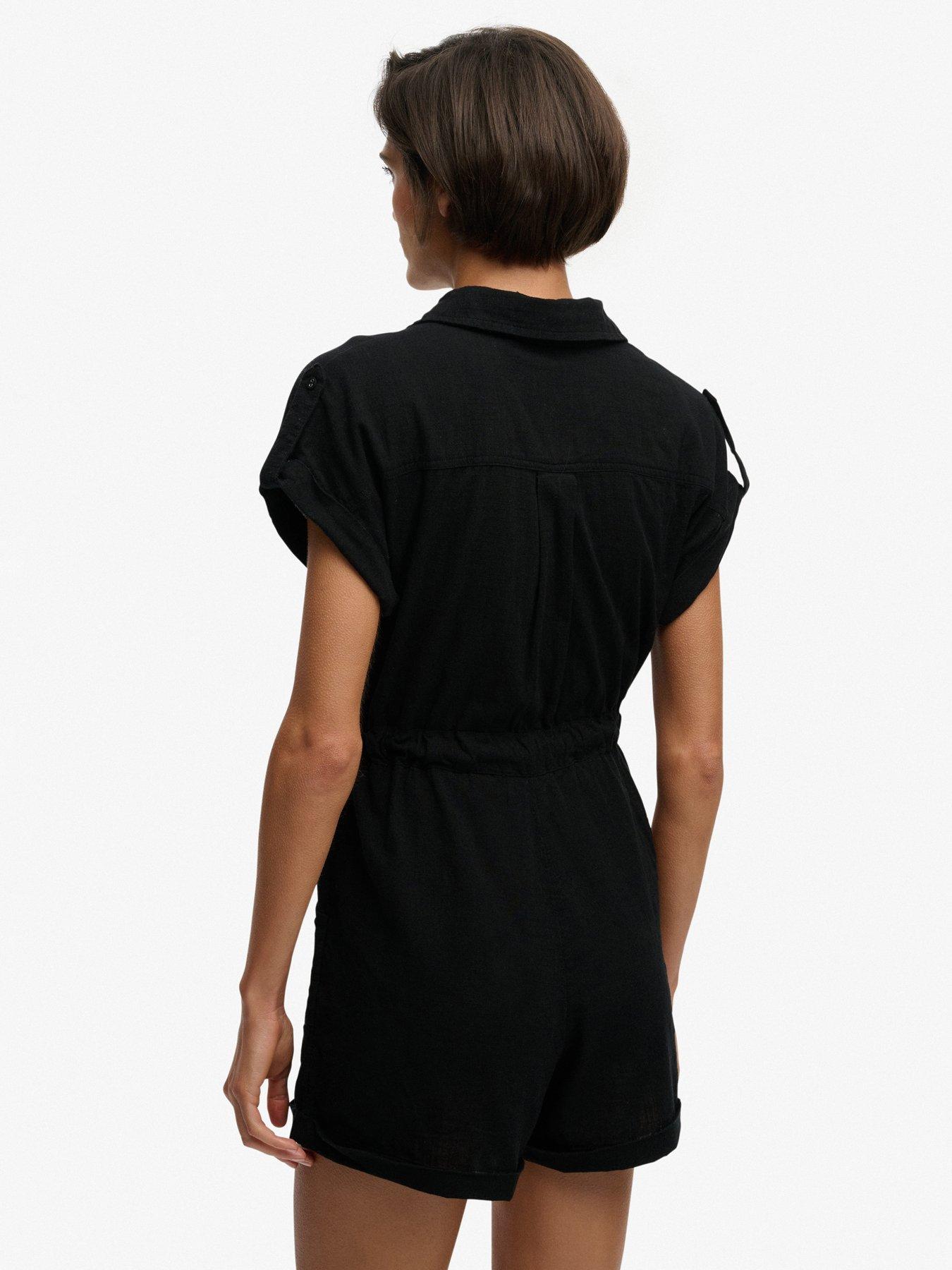 Image 2 of 7 of Superdry Belted Utility Playsuit - Black