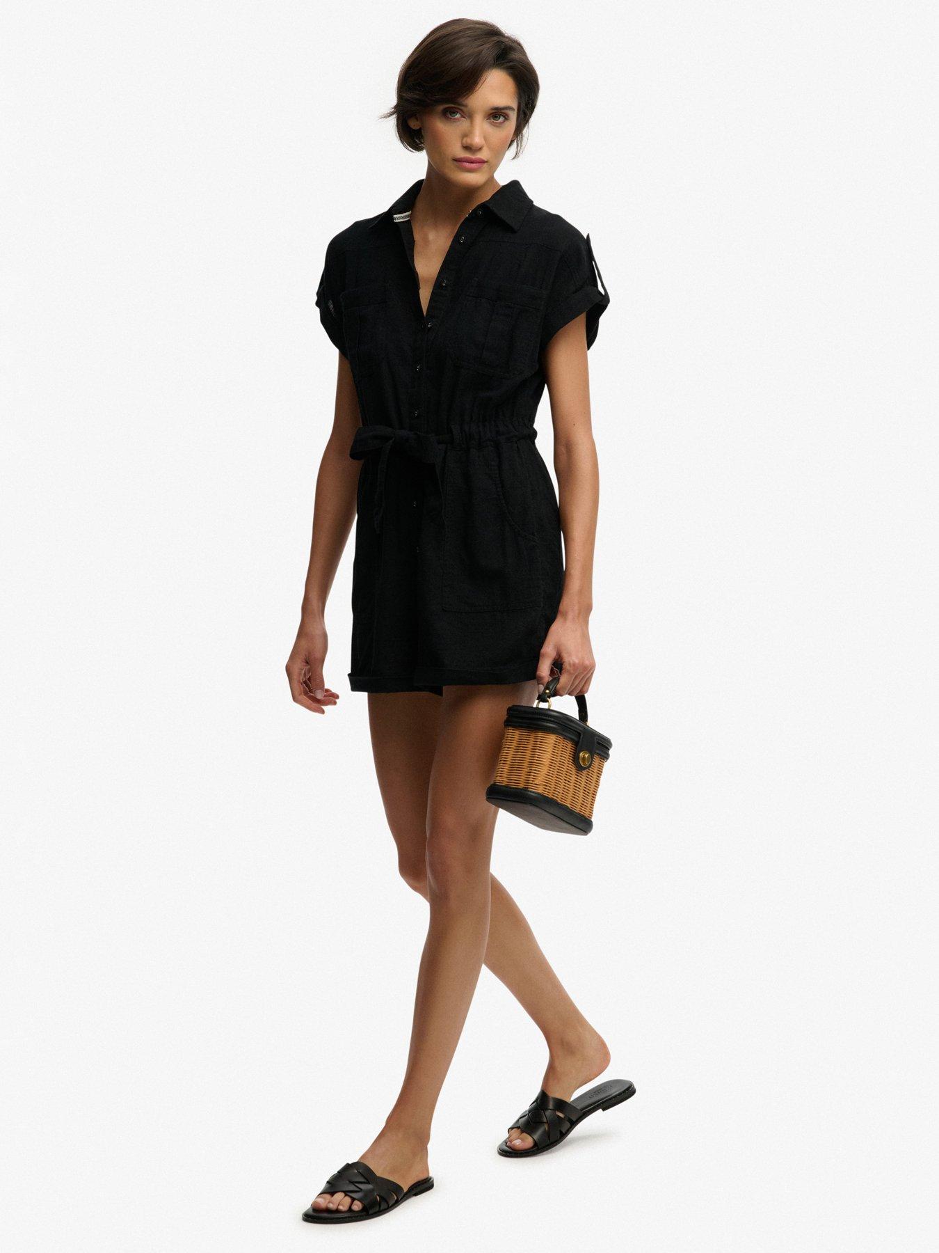 Image 3 of 7 of Superdry Belted Utility Playsuit - Black