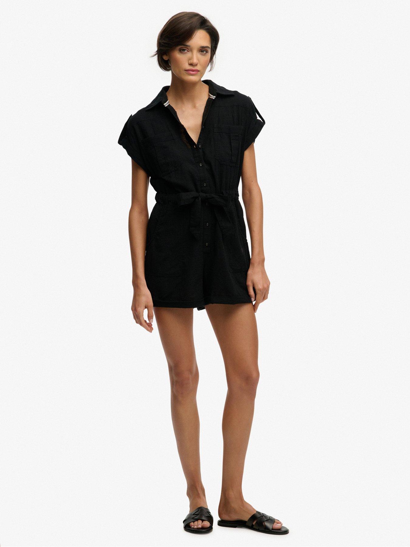 Image 4 of 7 of Superdry Belted Utility Playsuit - Black