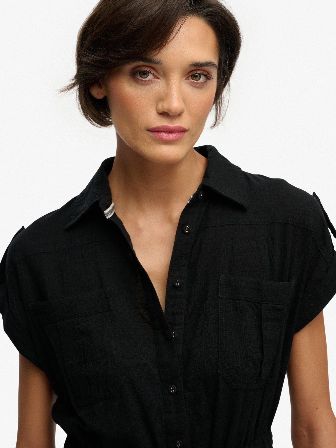 Image 5 of 7 of Superdry Belted Utility Playsuit - Black