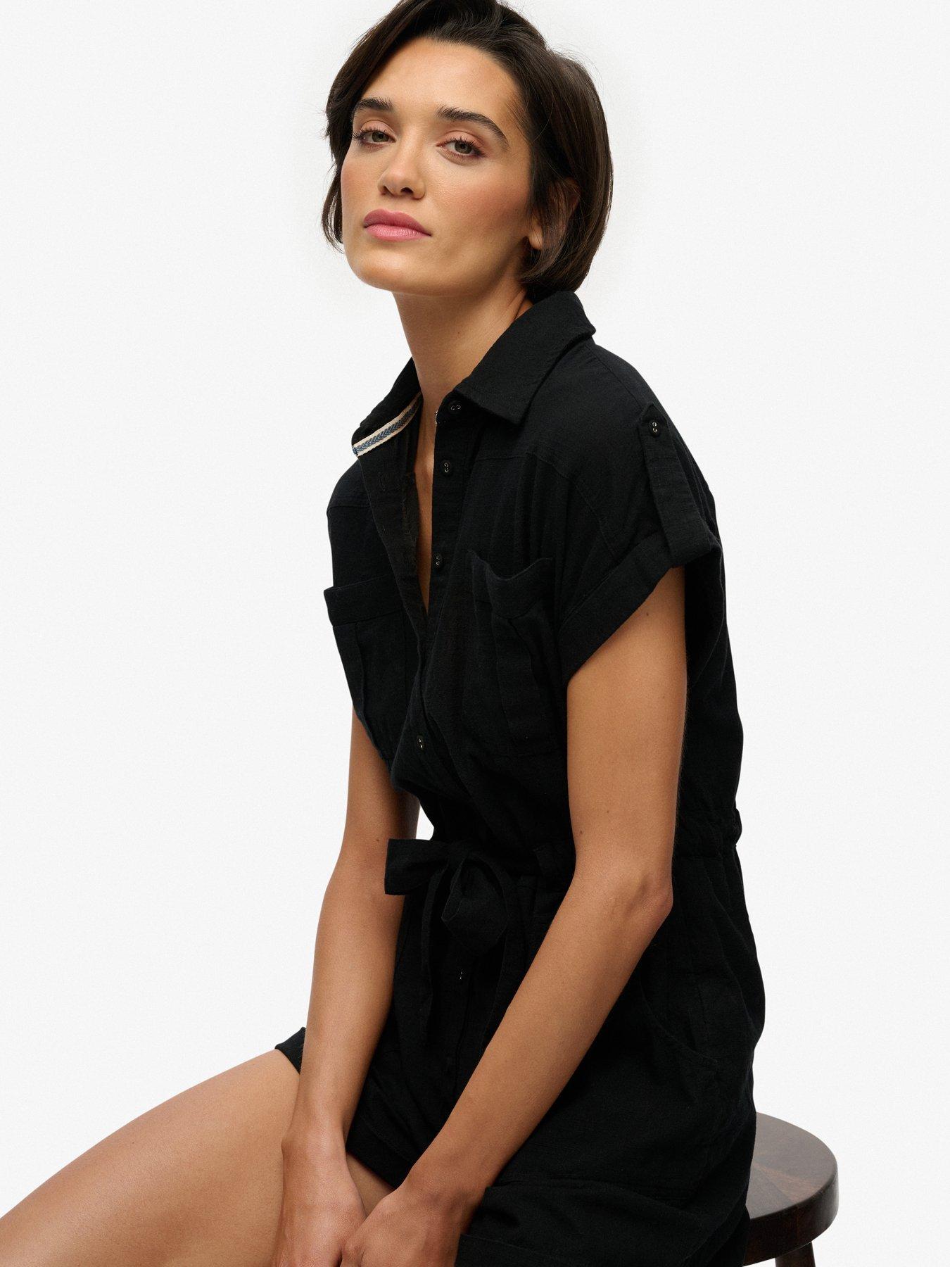 Image 6 of 7 of Superdry Belted Utility Playsuit - Black
