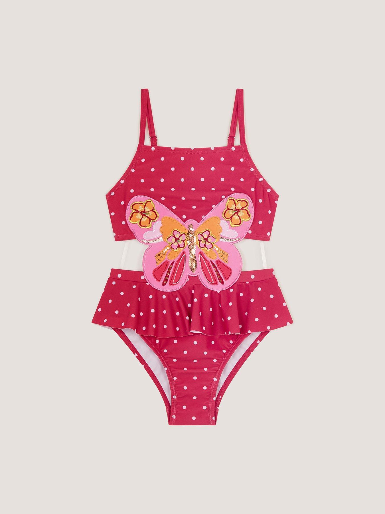Monsoon Girls Embellished  Butterfly Swimsuit - Pink