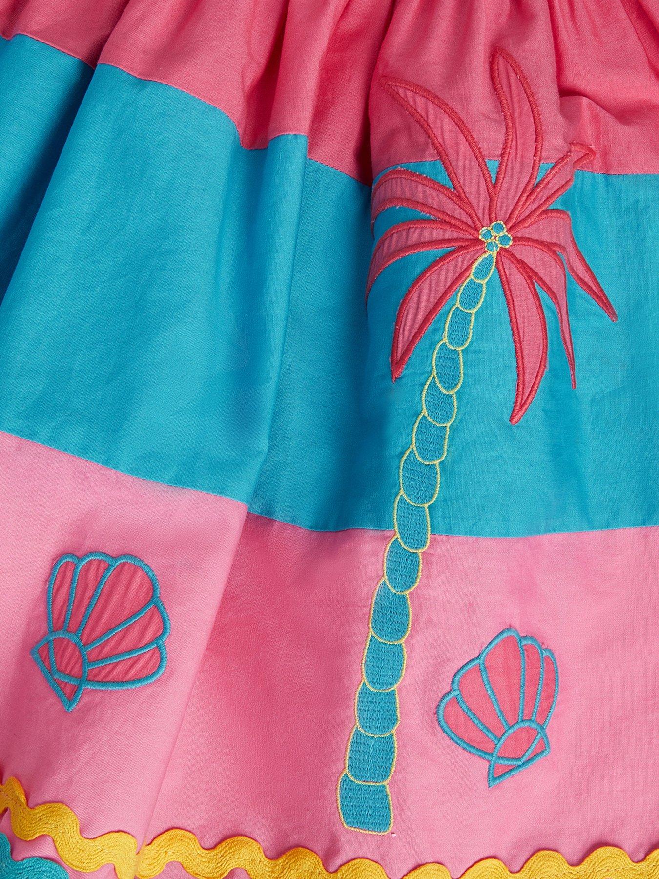 Image 5 of 5 of Monsoon Girls Colorblock Shell Applique Dress - Pink