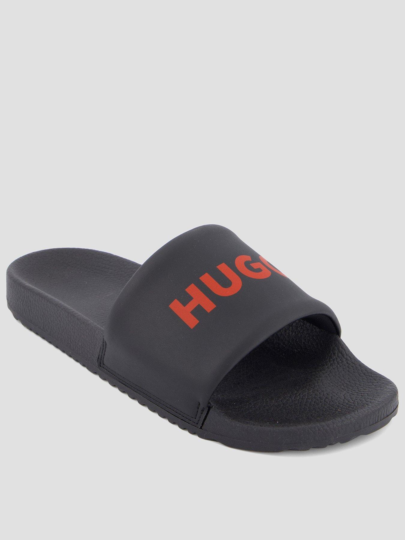HUGO Logo Pool Slides - Black