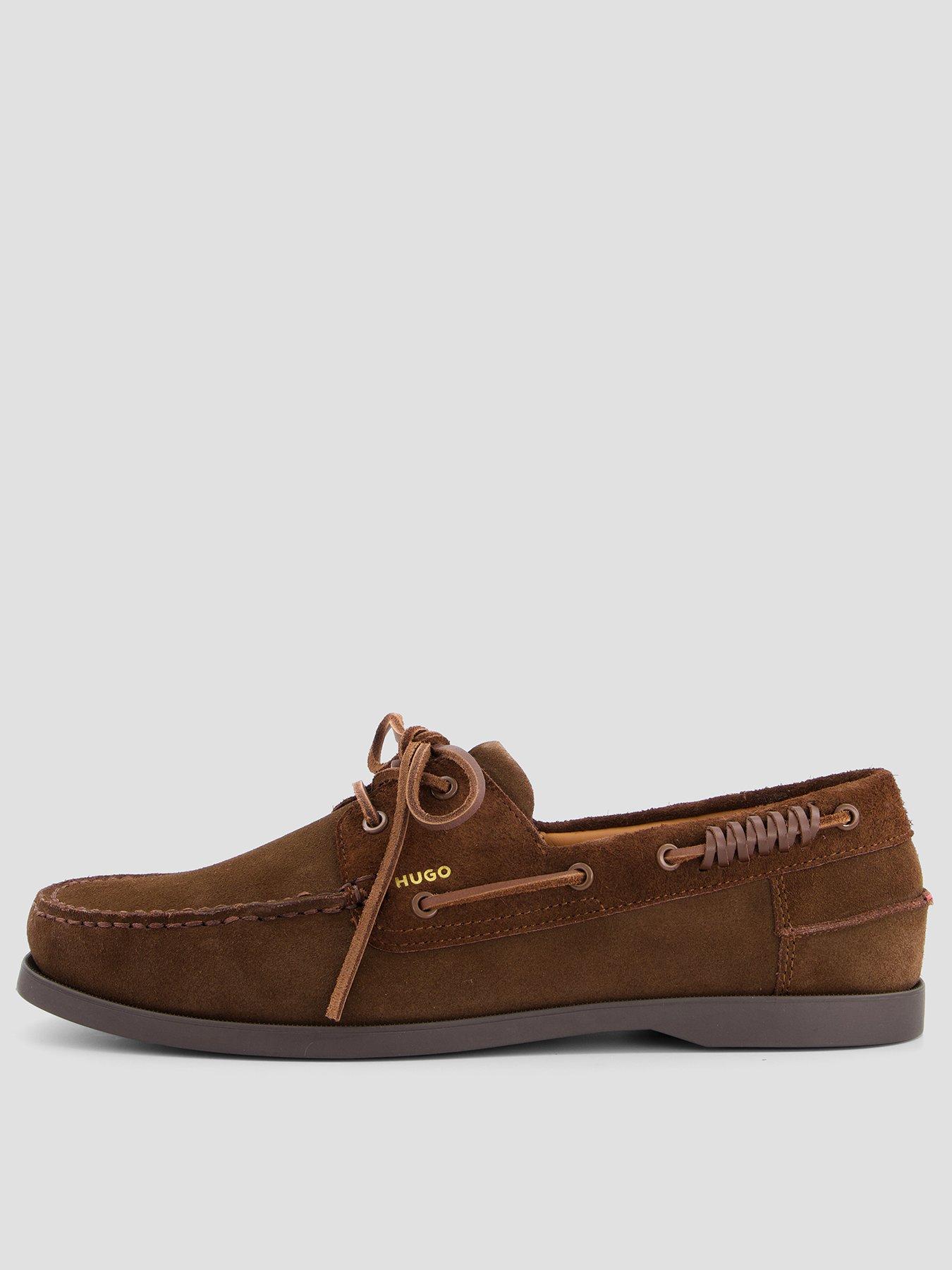 Image 1 of 7 of HUGO Darcy Suede Boat Shoes - Brown