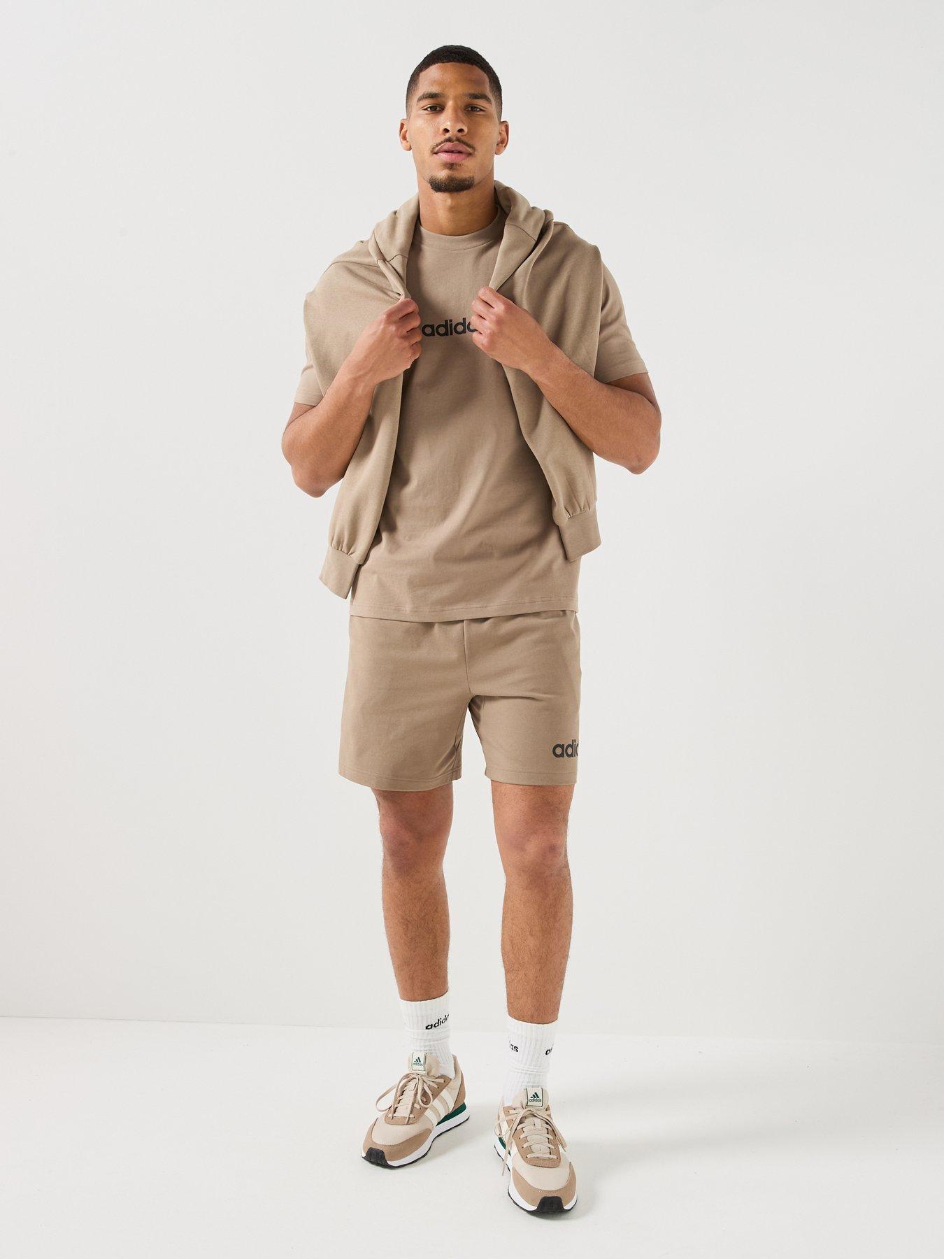 Image 3 of 5 of adidas Sportswear Mens Essentials Linear Single Jersey Shorts - Beige