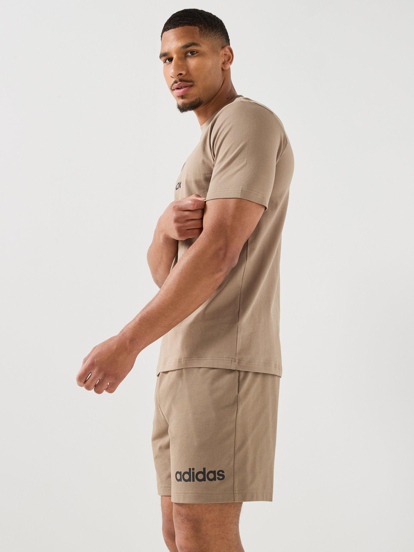 Image 4 of 5 of adidas Sportswear Mens Essentials Linear Single Jersey Shorts - Beige