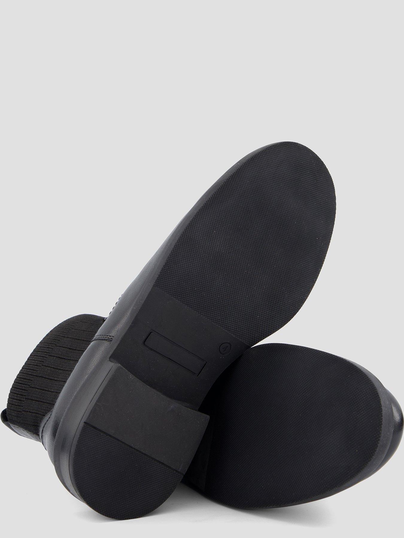 Image 4 of 7 of The Very Collection Real Leather Ankle Boot With Rib Sock Detail - Black