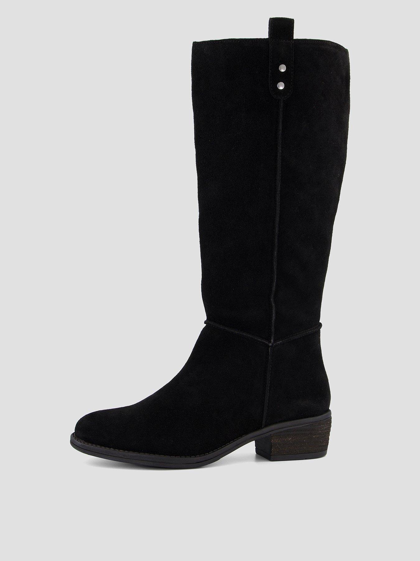 Image 1 of 8 of The Very Collection Womens Knee Real Suede Low Block Heel Boots - Black
