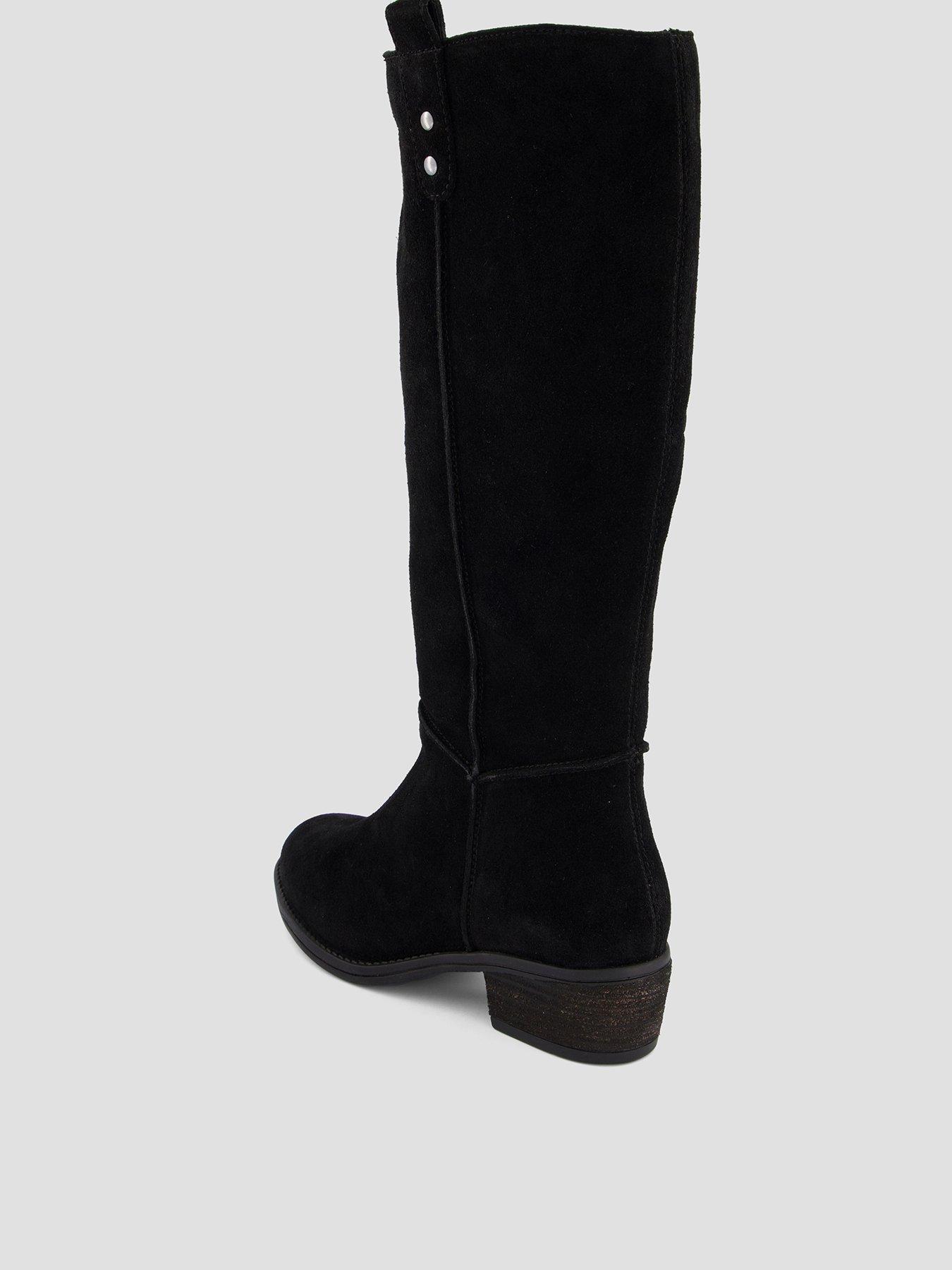 Image 3 of 8 of The Very Collection Womens Knee Real Suede Low Block Heel Boots - Black