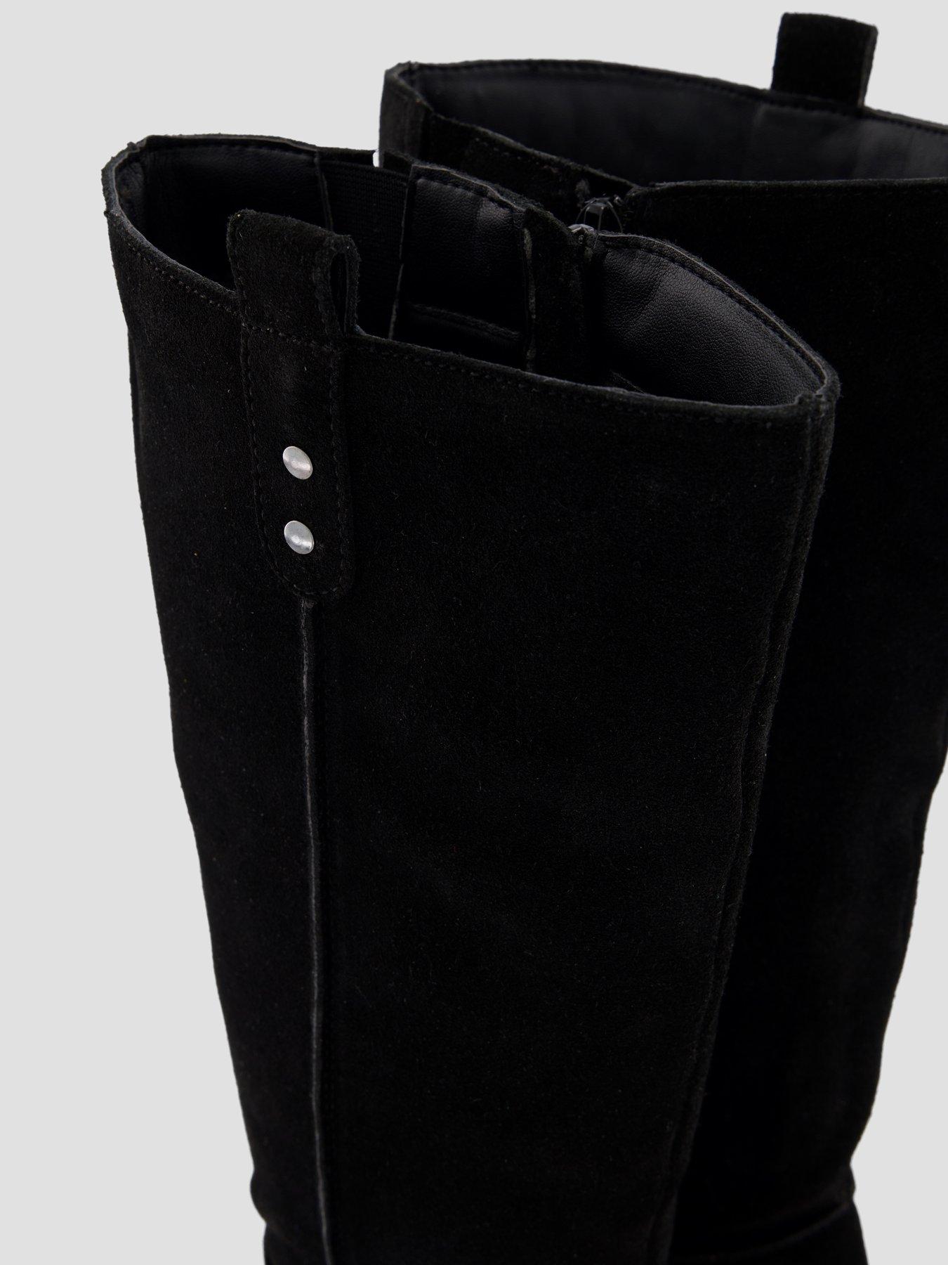 Image 6 of 8 of The Very Collection Womens Knee Real Suede Low Block Heel Boots - Black