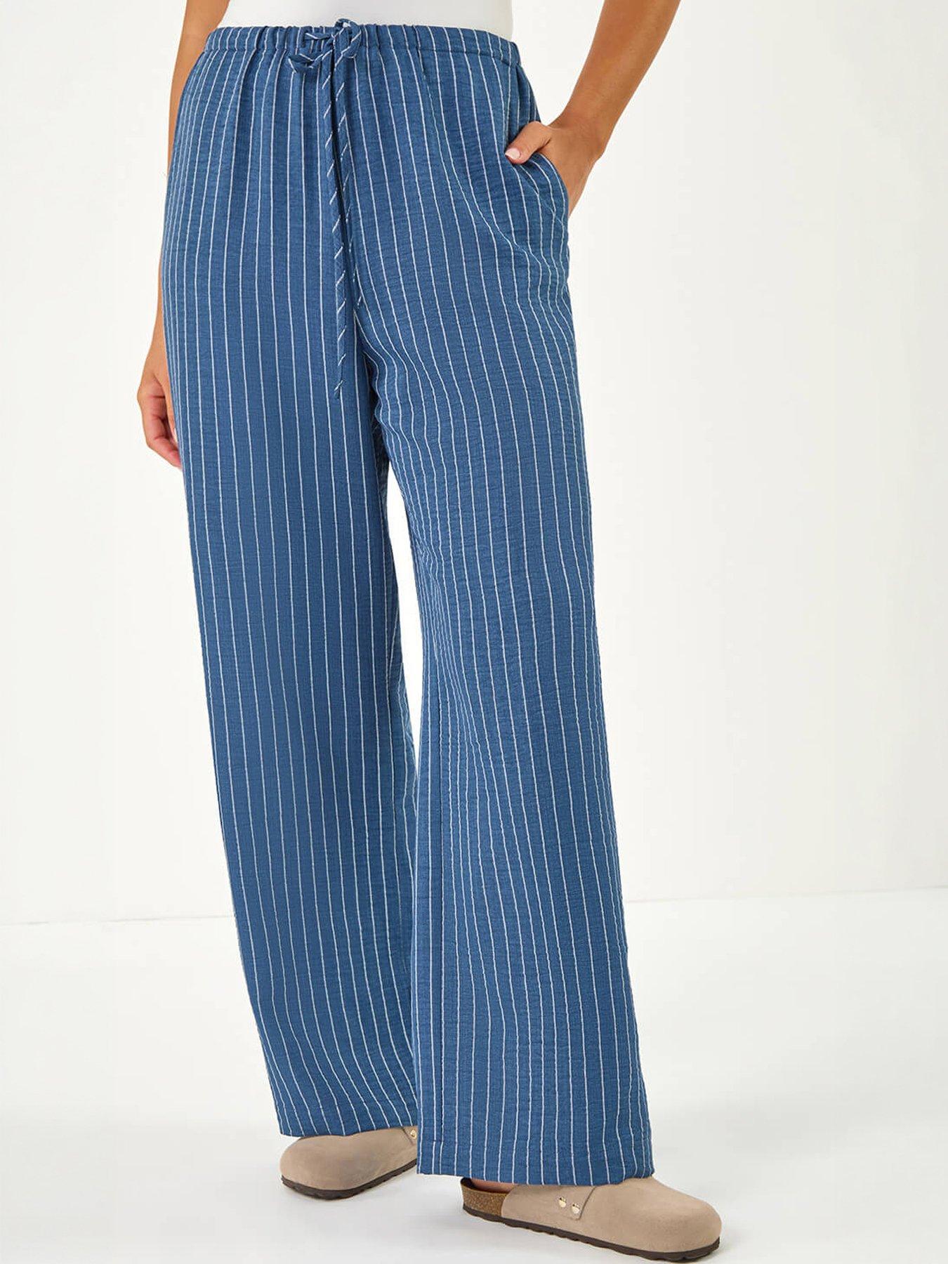 Roman Stripe Tie Waist Pocket Trouser