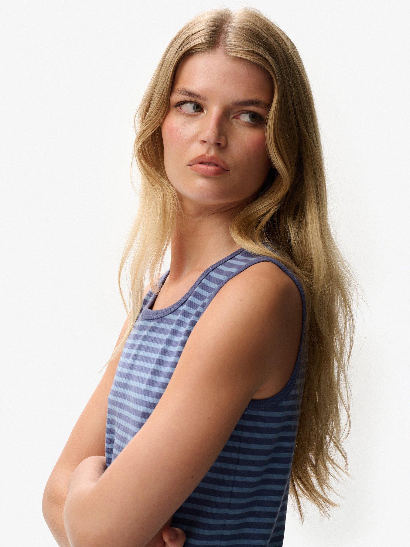 Image 5 of 6 of Superdry Athletic Essentials Jersey Stripe Tank Top- Navy
