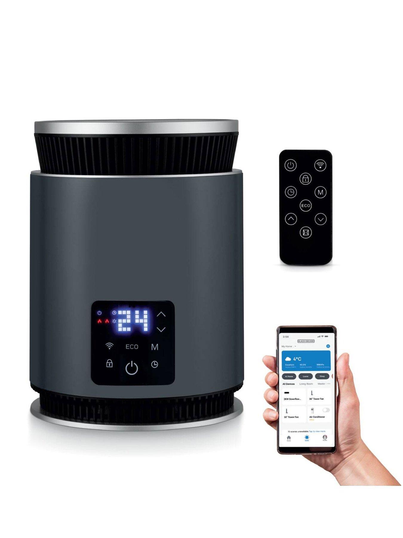 Black & Decker 1.8Kw Smart Desk Ceramic Heater, Adjustable Thermostat, Black