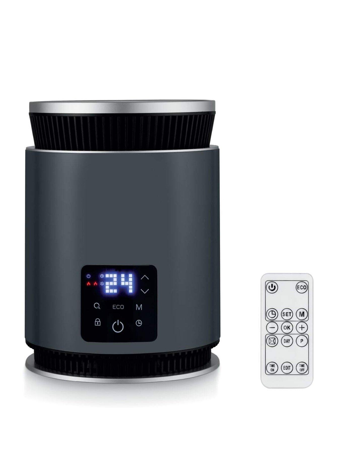 Black & Decker 1.8Kw Ceramic Desk Heater, 2 Heat Settings, 24Hr Timer, Grey