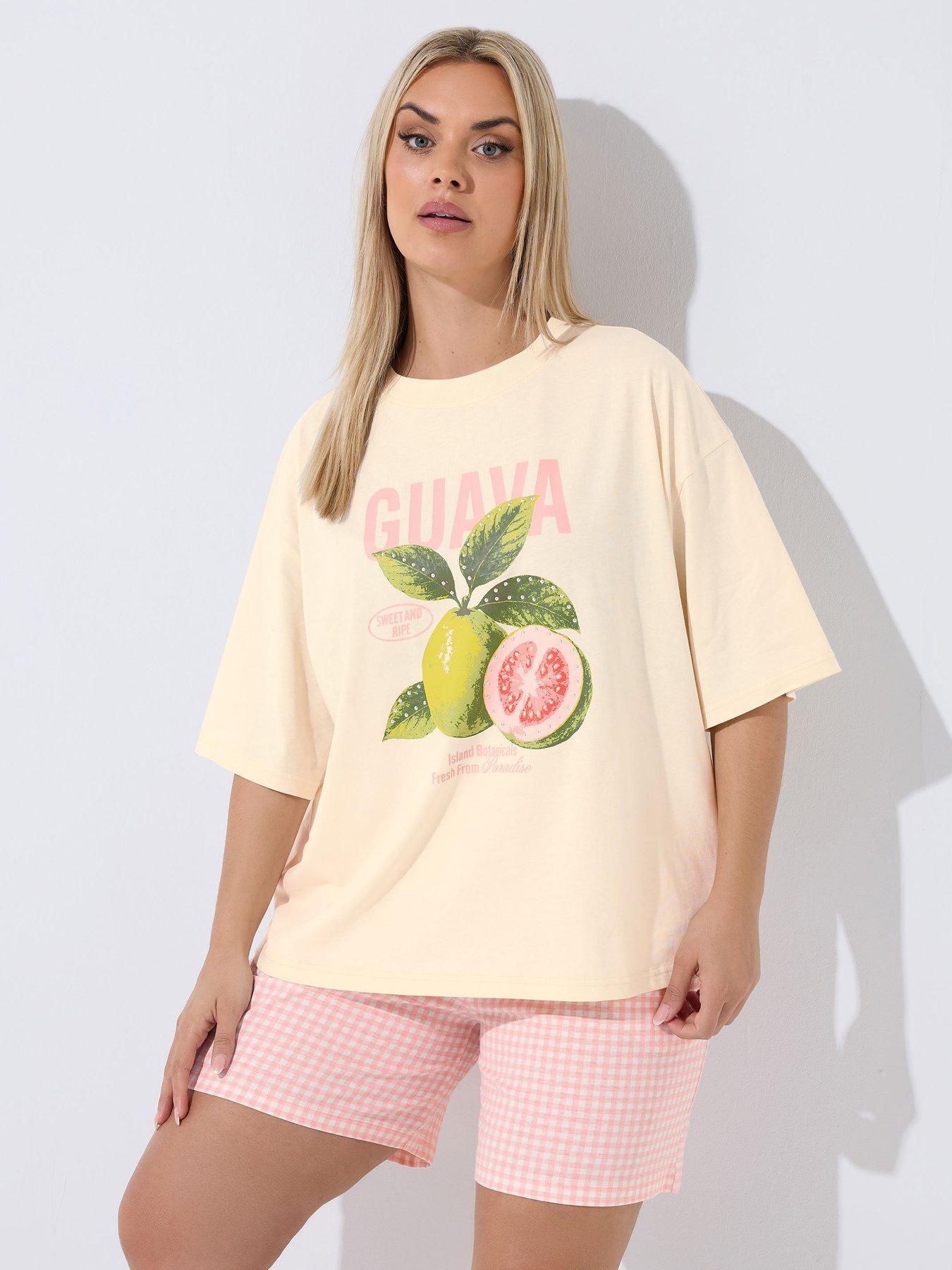 Yours Curve Guava Stud T-shirt Co-ord