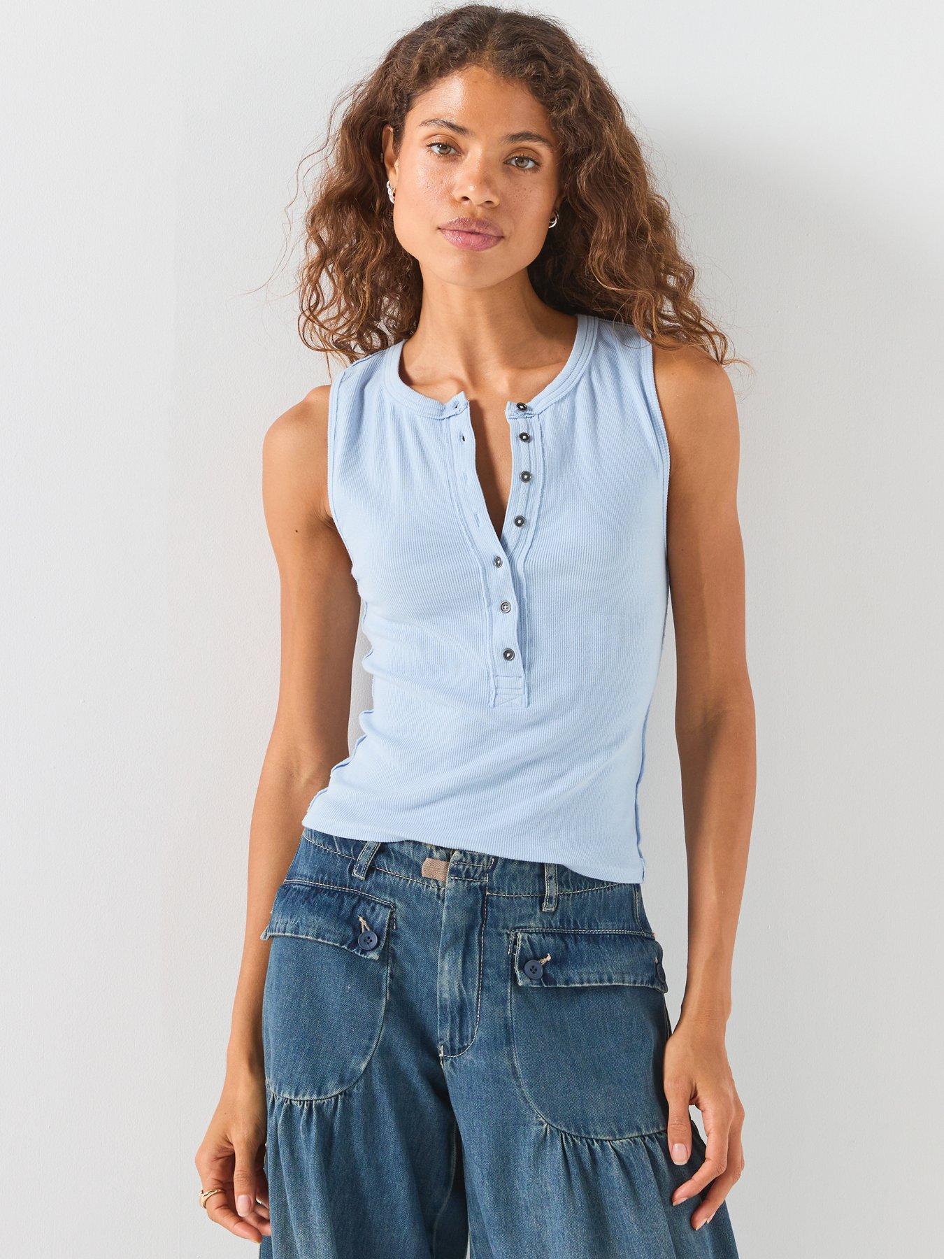 FREE PEOPLE Jamie Henley Tank Top - Blue